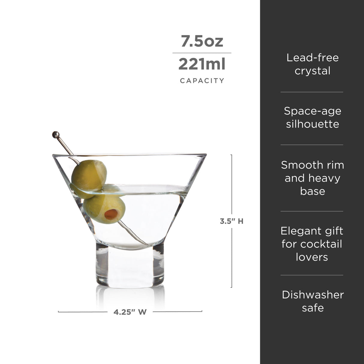 Raye Heavy Base Crystal Stemless Martini Glasses Set of 2-product_type::stemless_cocktail_glasses-Parc Decor