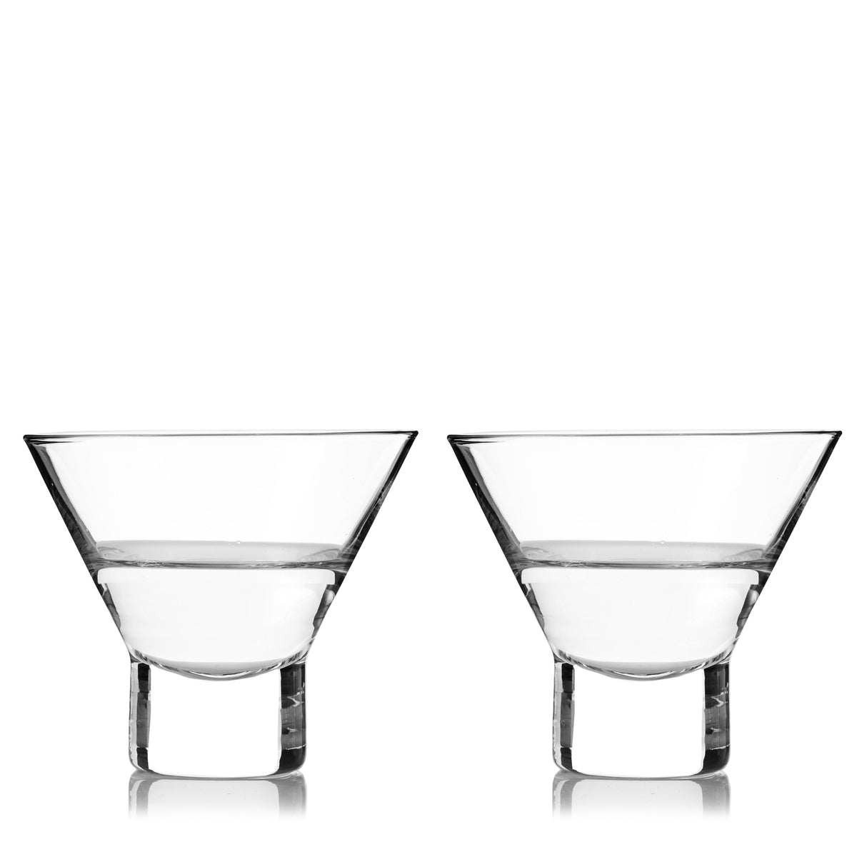 Raye Heavy Base Crystal Stemless Martini Glasses Set of 2-product_type::stemless_cocktail_glasses-Parc Decor