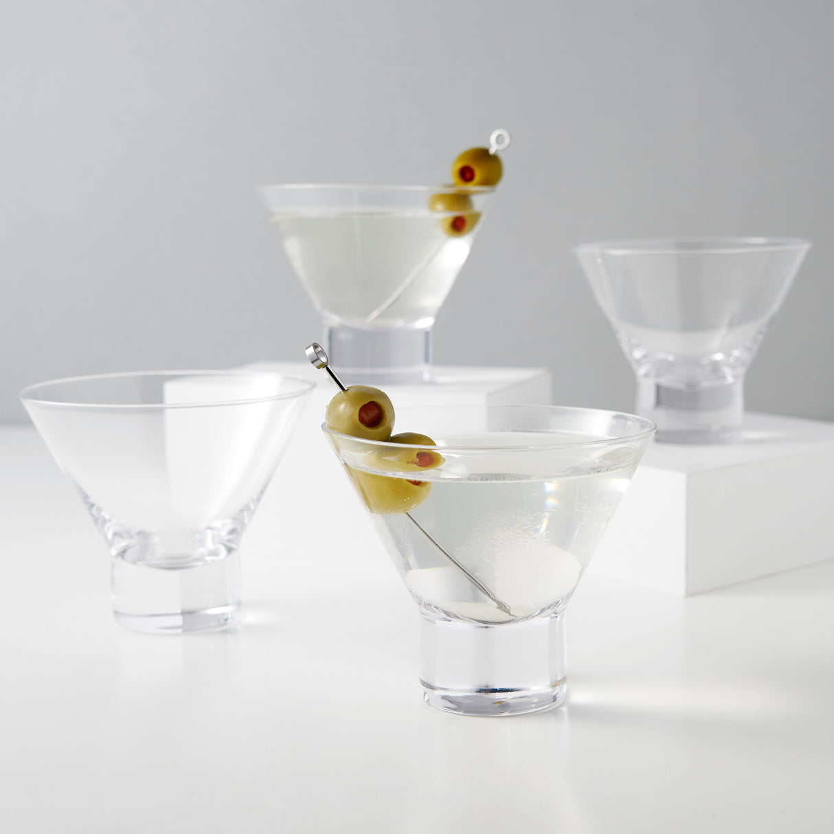 Raye Heavy Base Crystal Stemless Martini Glasses Set of 4-product_type::stemless_cocktail_glasses-Parc Decor