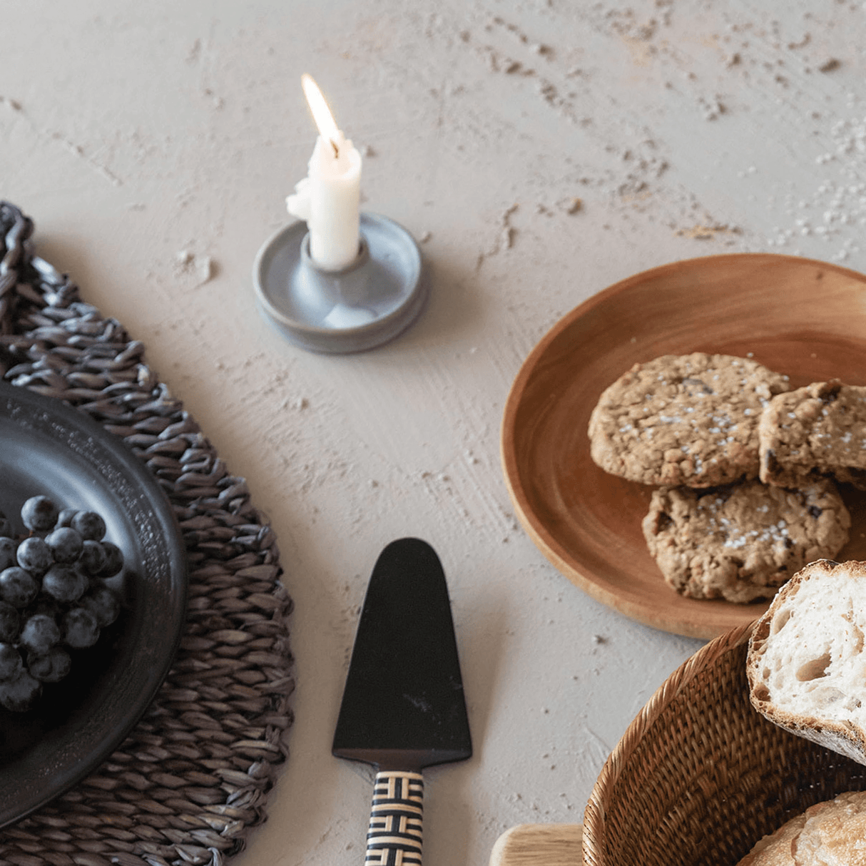 Reactive Glaze Stoneware Taper Candle Holders, Set of 2-Candles and Candle Accessories-Parc Decor