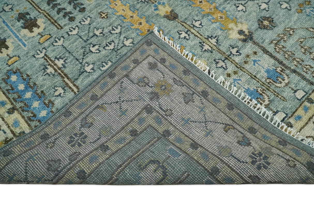 Ready to Ship Aqua and Ivory Tree of Design Hand Knotted Wool Area Rug