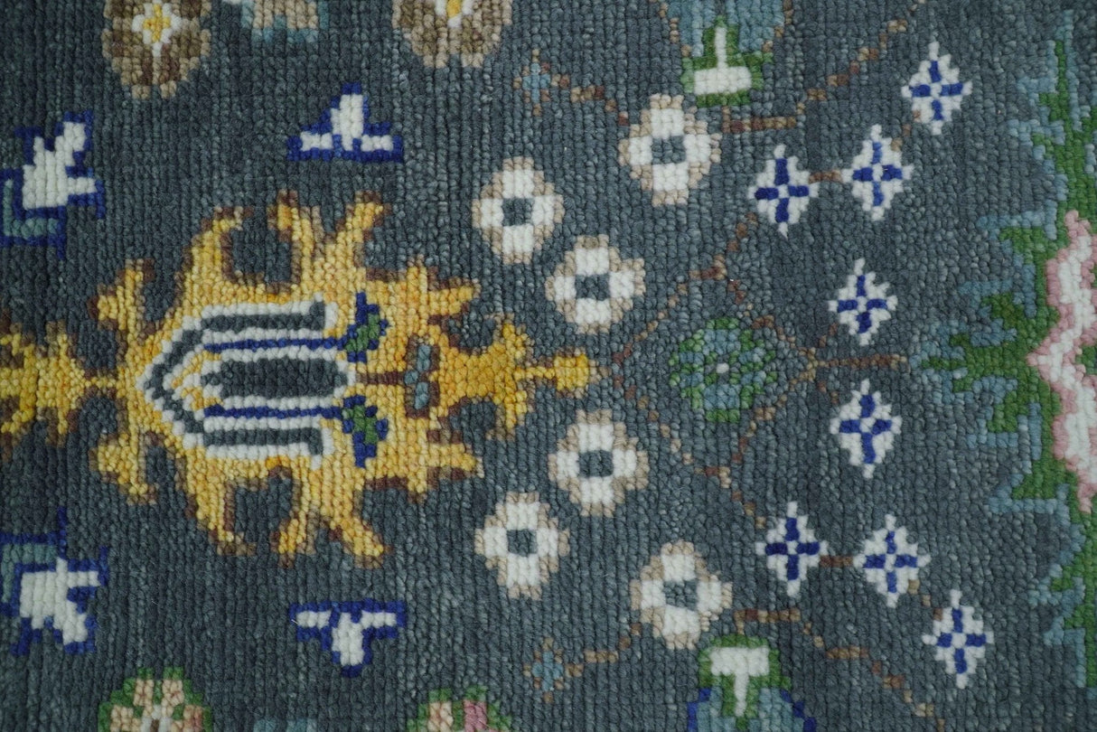 Ready to ship Charcoal, Green And Blue 5x7 Wool Rug