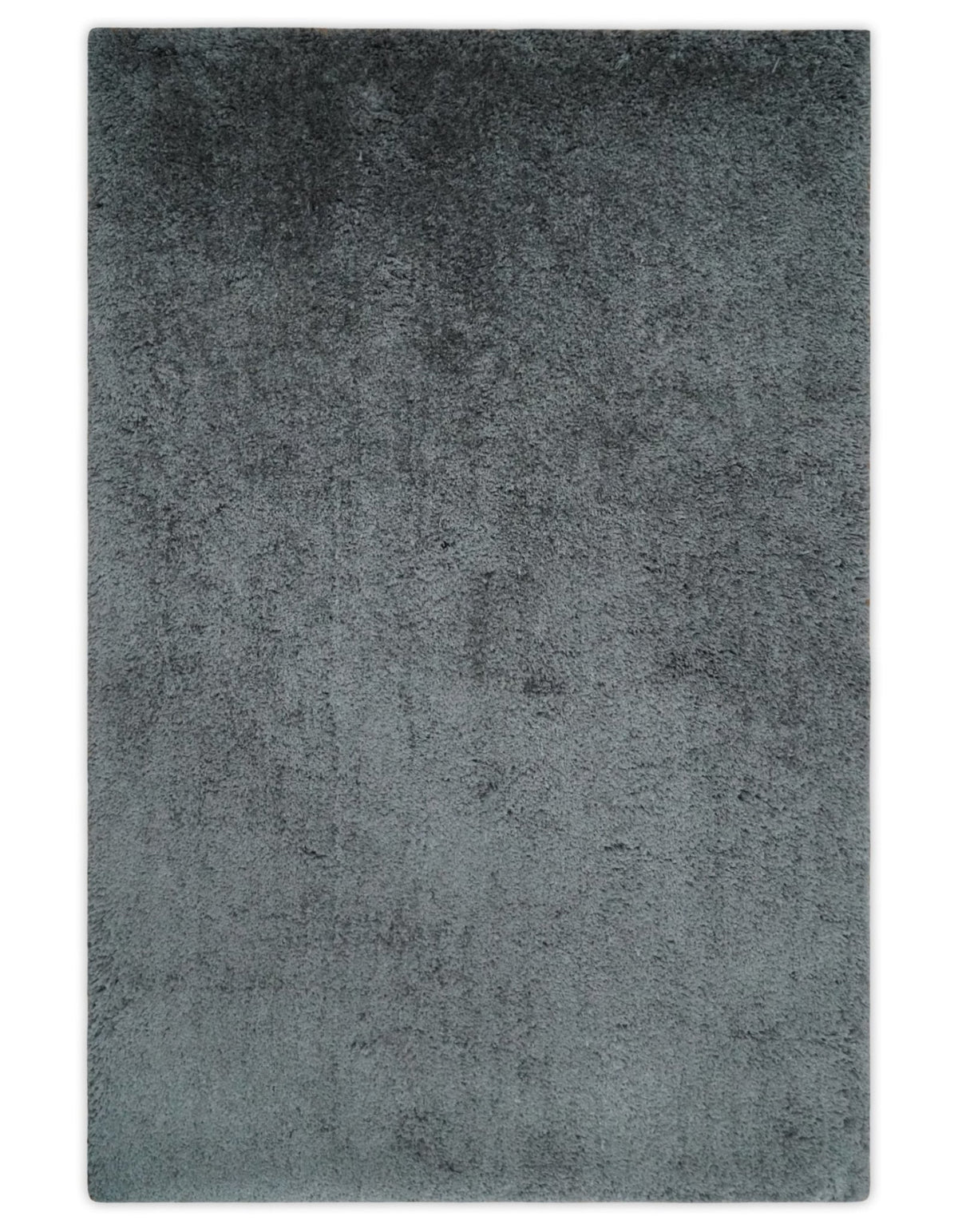 Ready To Ship Hand Woven High Pile Shag Charcoal Soft Viscose Rug