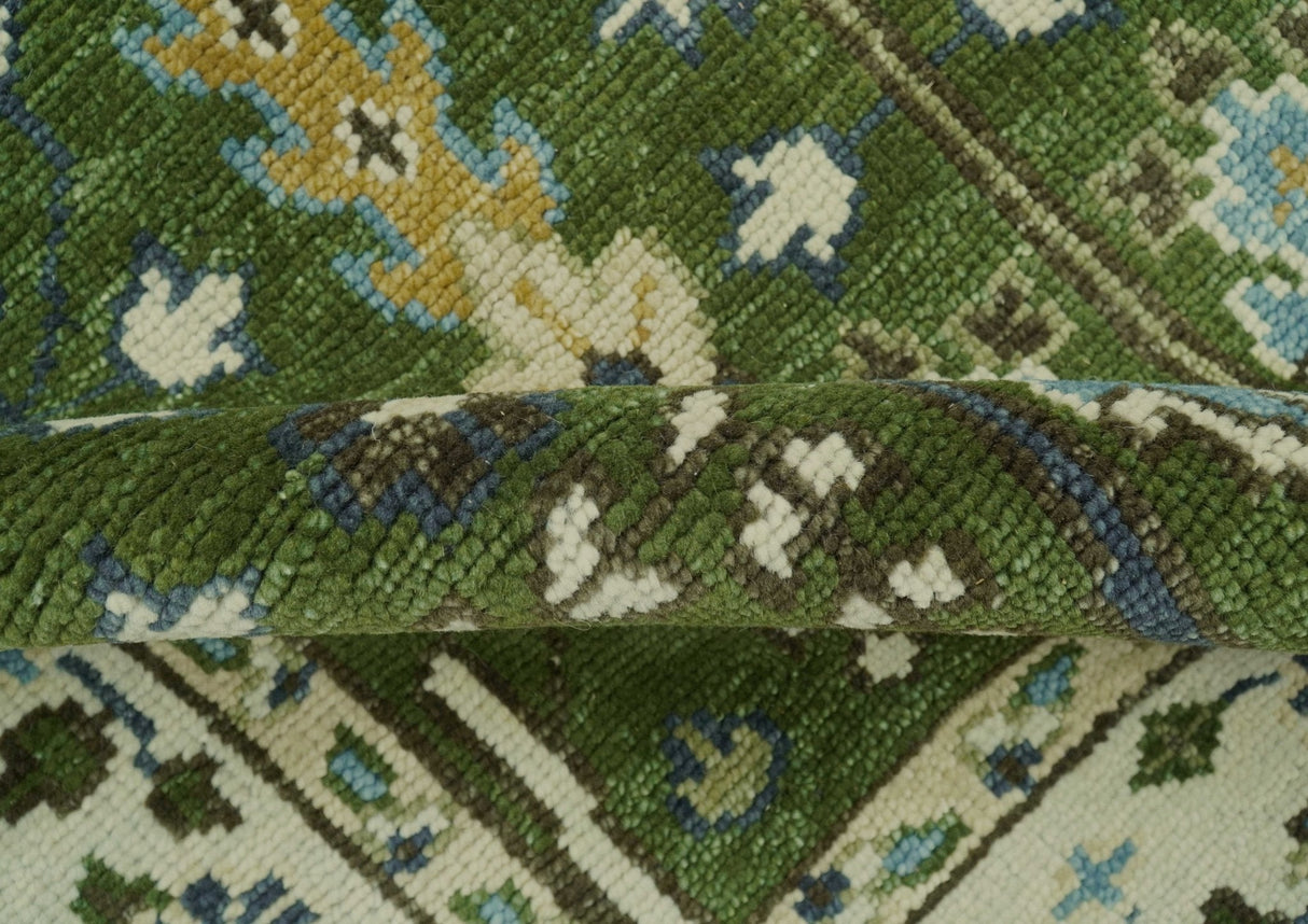 Ready to Ship Oversize 5x10 Runner Rug Green Tree of life Wool Rug
