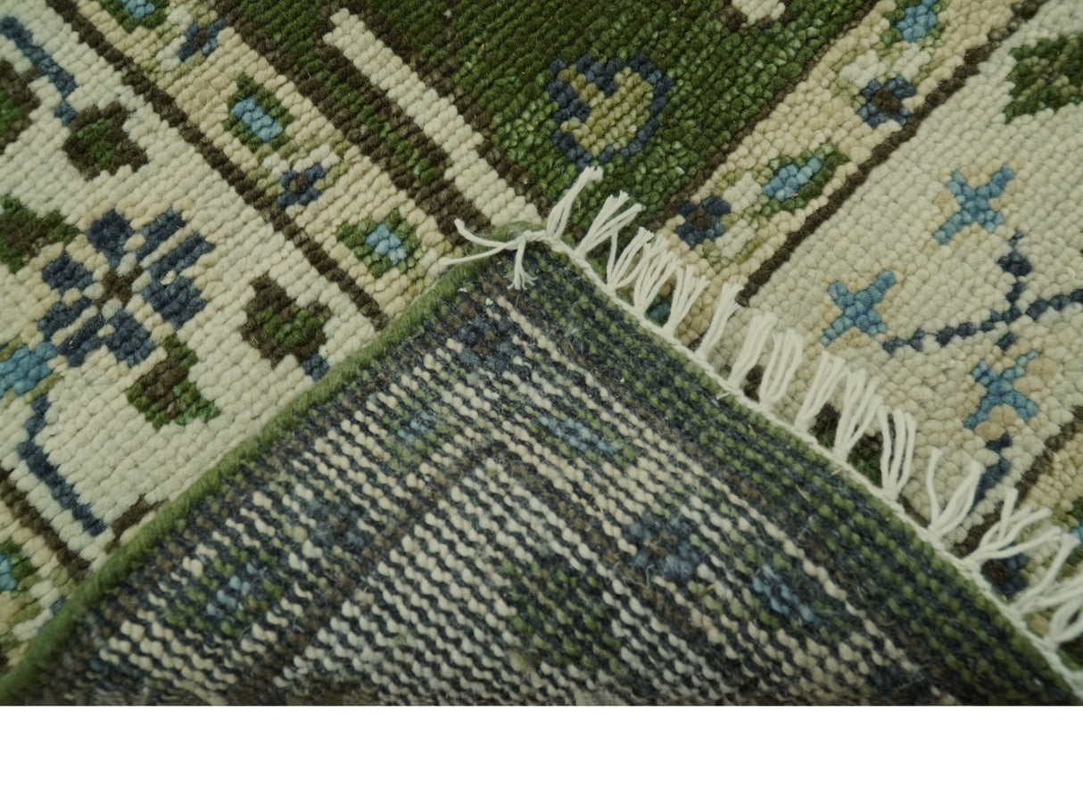 Ready to Ship Oversize 5x10 Runner Rug Green Tree of life Wool Rug