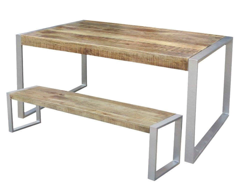 Reclaimed Wood Bench with Silver Metal Legs-Bench-Parc Decor