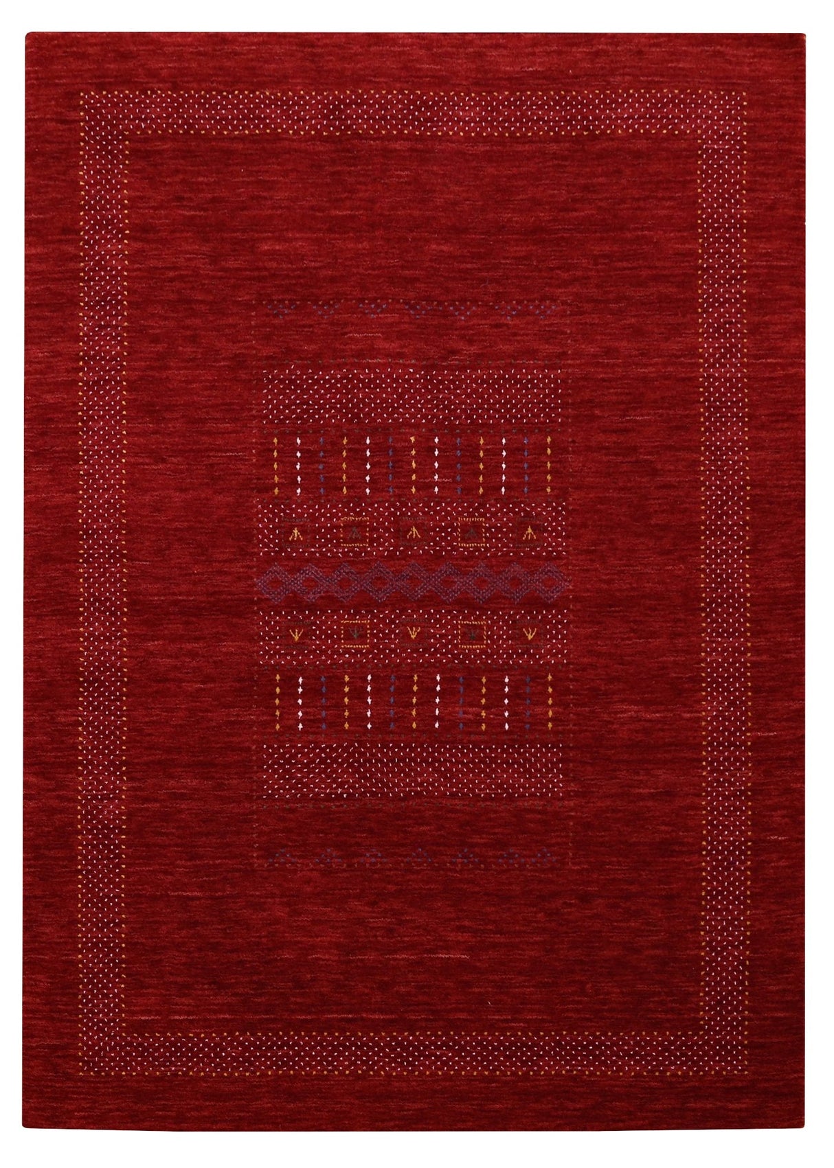 Red Center Pattern Hand Loomed Wool Area Rug