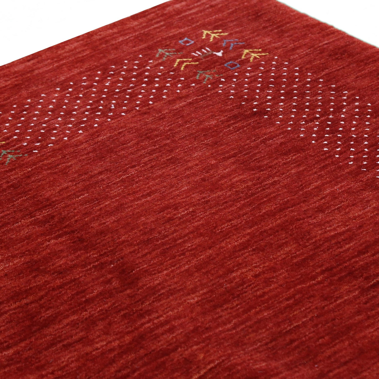 Red Contemporary Border Motifs Hand Loomed Wool Area Rug