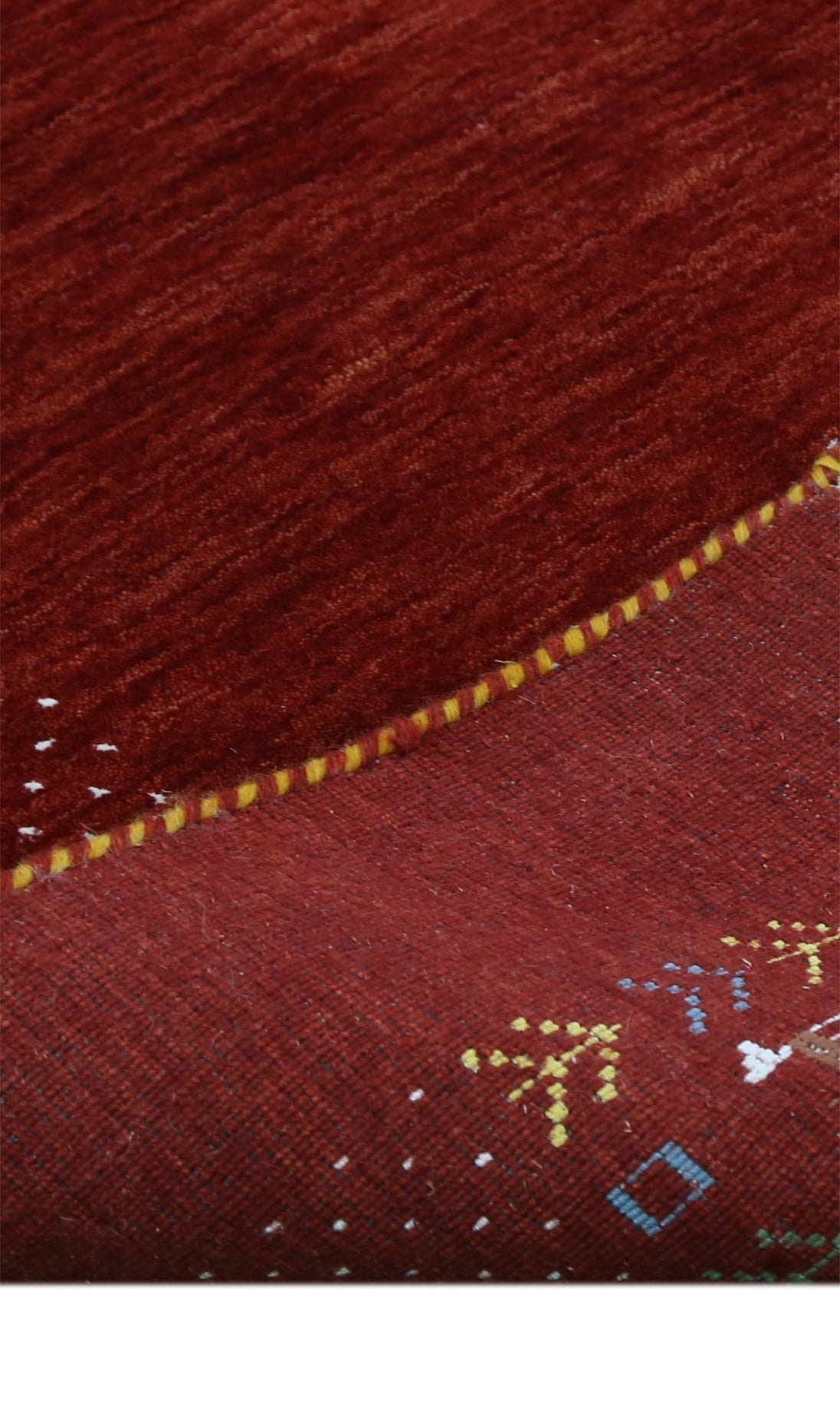 Red Contemporary Border Motifs Hand Loomed Wool Area Rug