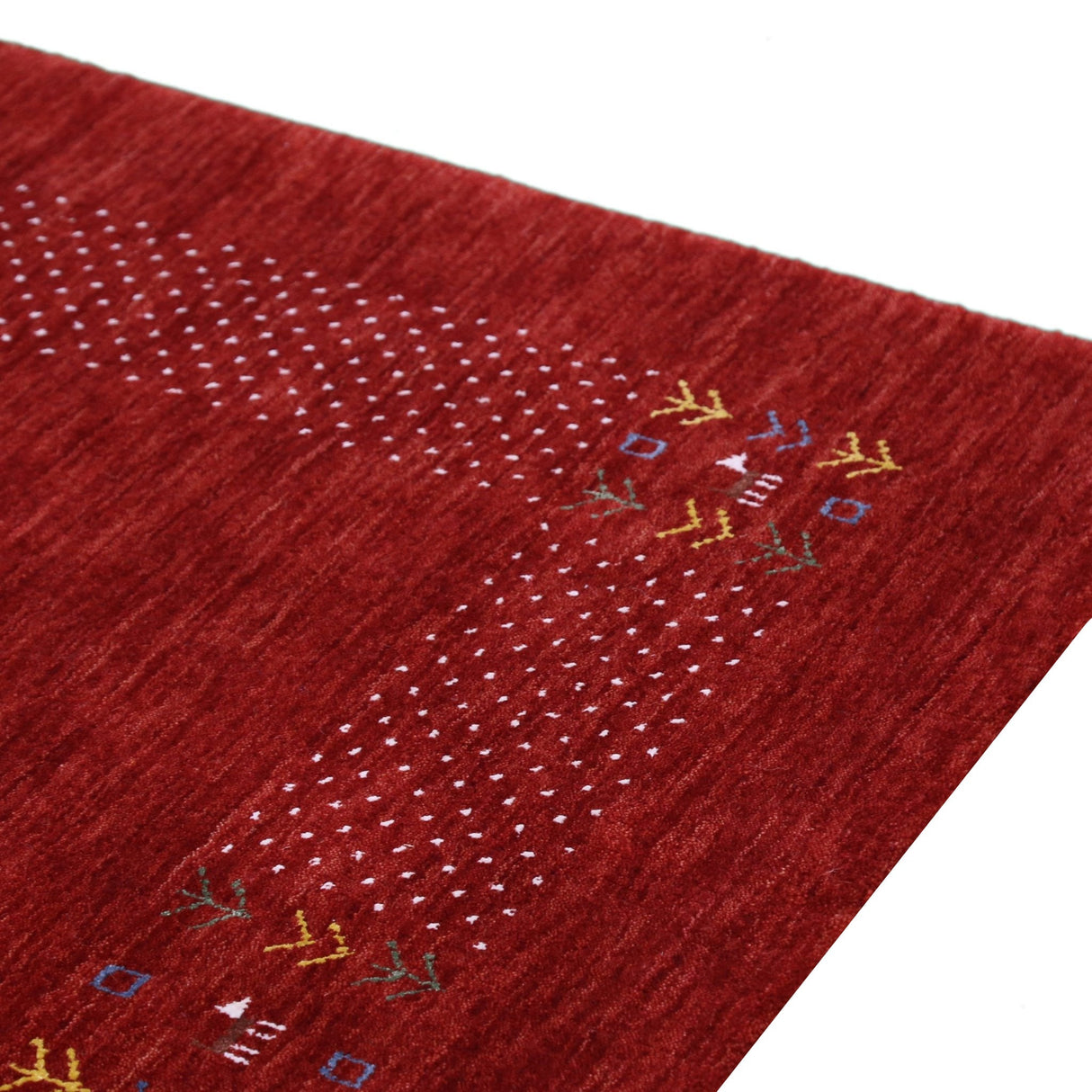 Red Contemporary Border Motifs Hand Loomed Wool Area Rug