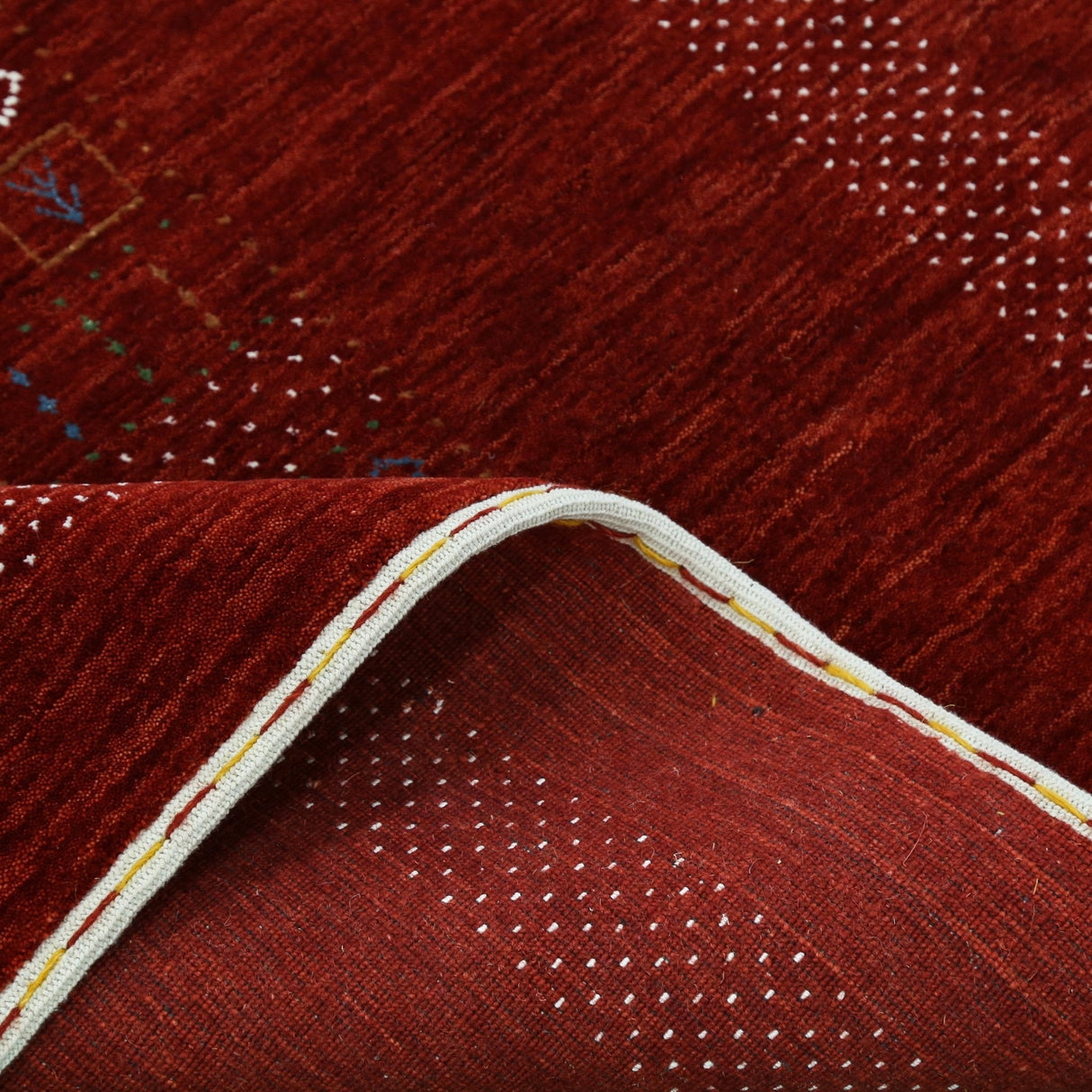Red Contemporary Center Design Hand Loomed Wool Area Rug