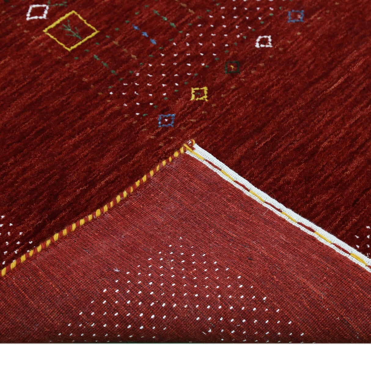 Red Contemporary Center Design Hand Loomed Wool Area Rug