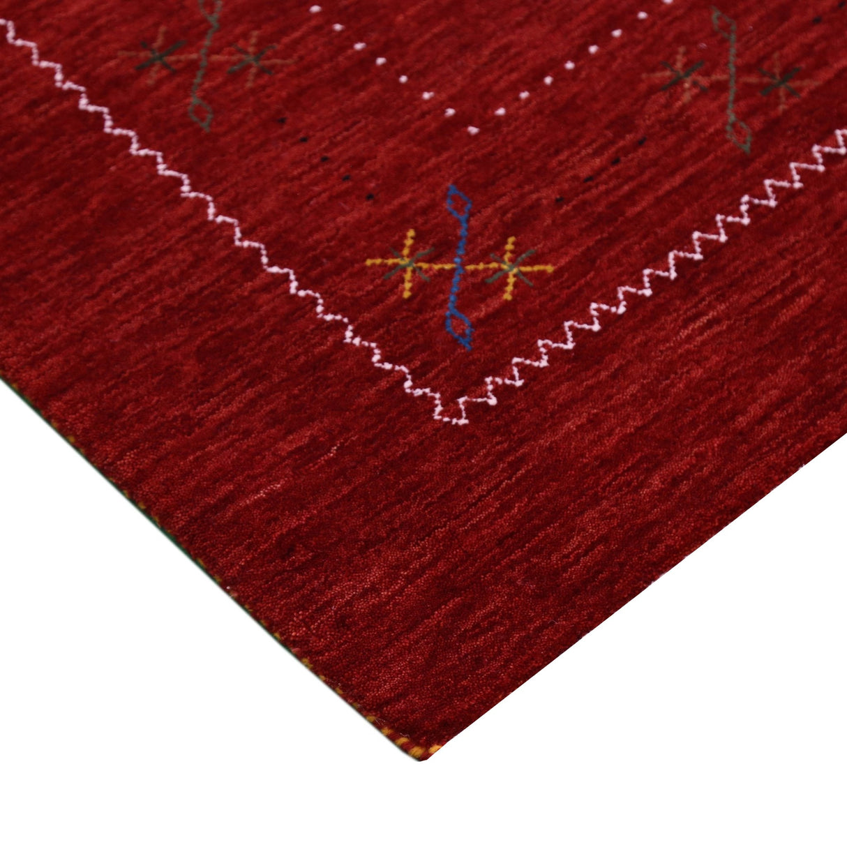 Red Gabbeh Border Design Hand Loomed Wool Area Rug