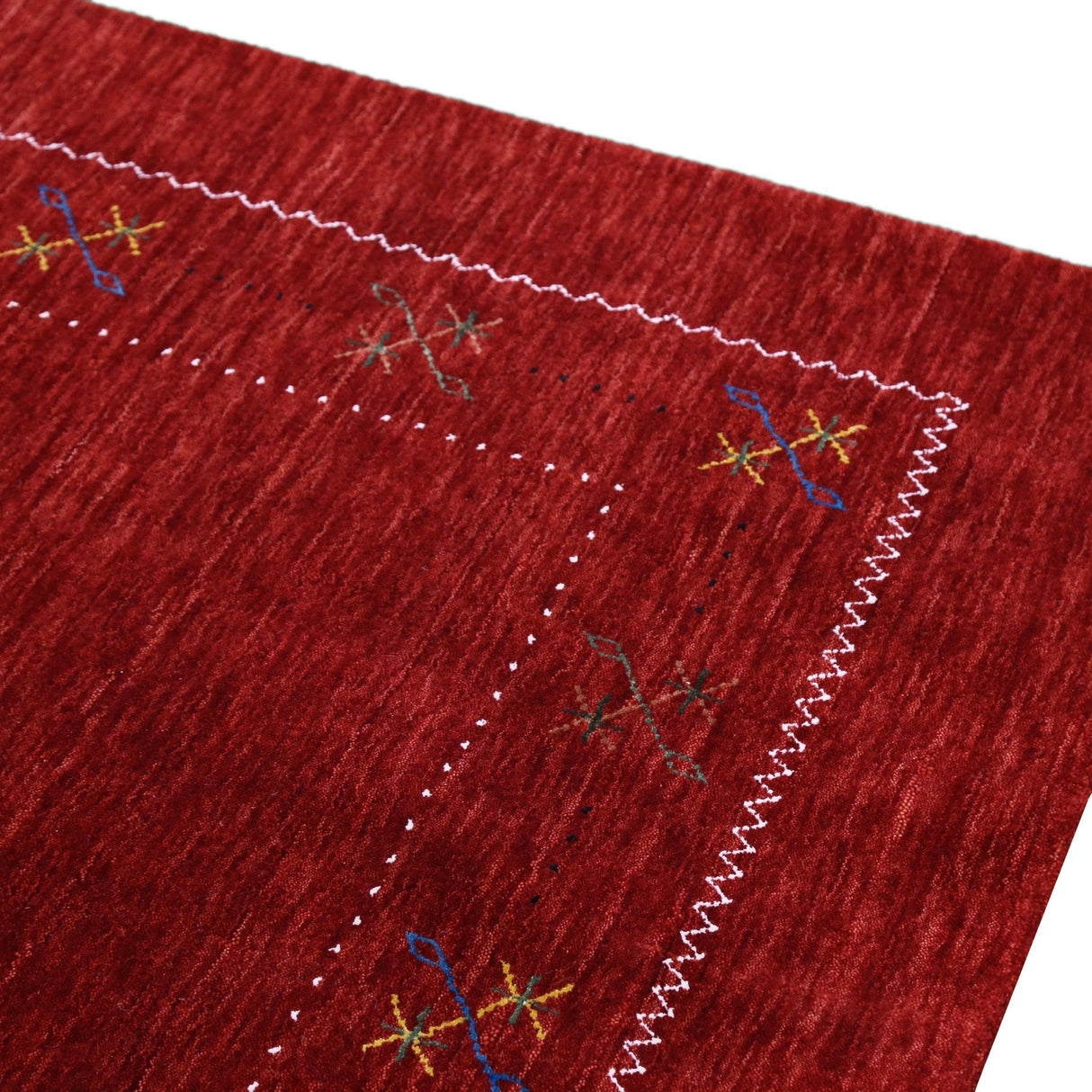 Red Gabbeh Border Design Hand Loomed Wool Area Rug