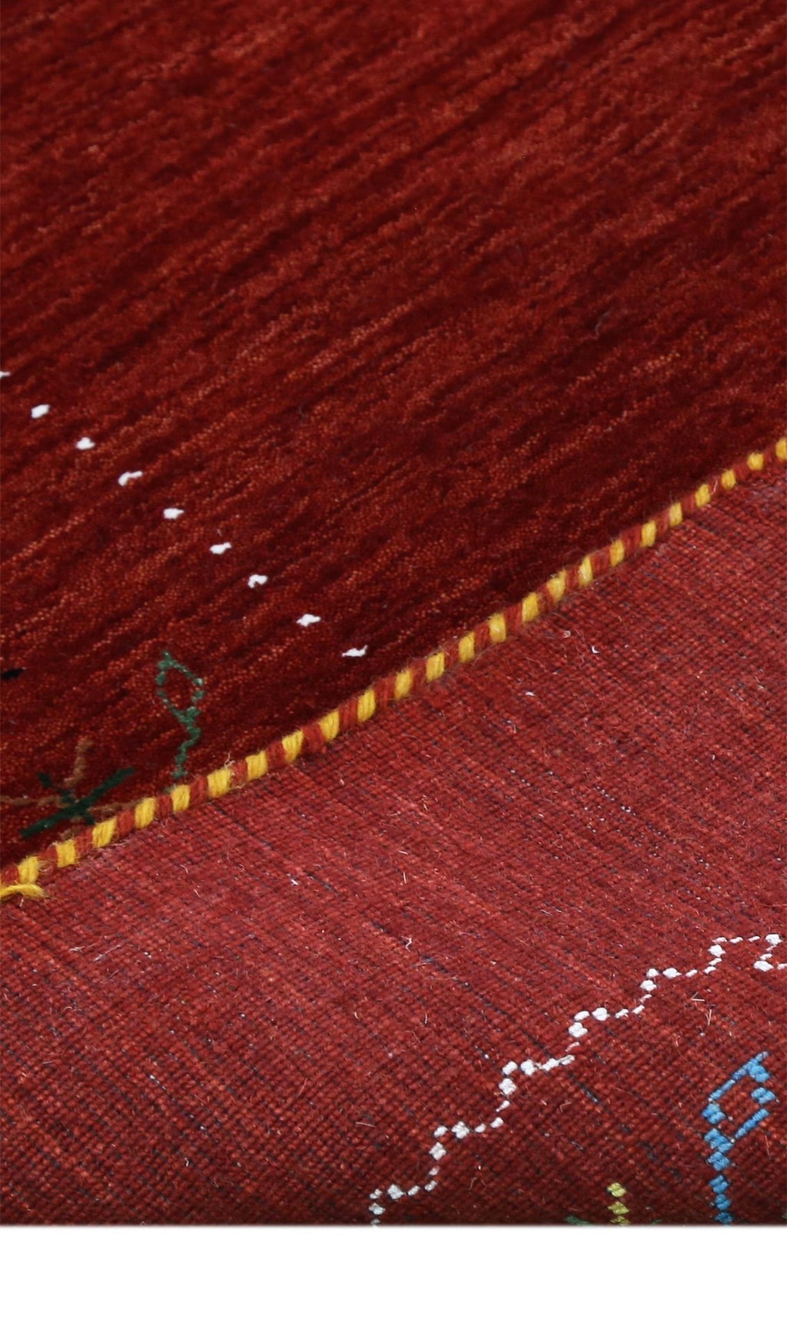 Red Gabbeh Border Design Hand Loomed Wool Area Rug