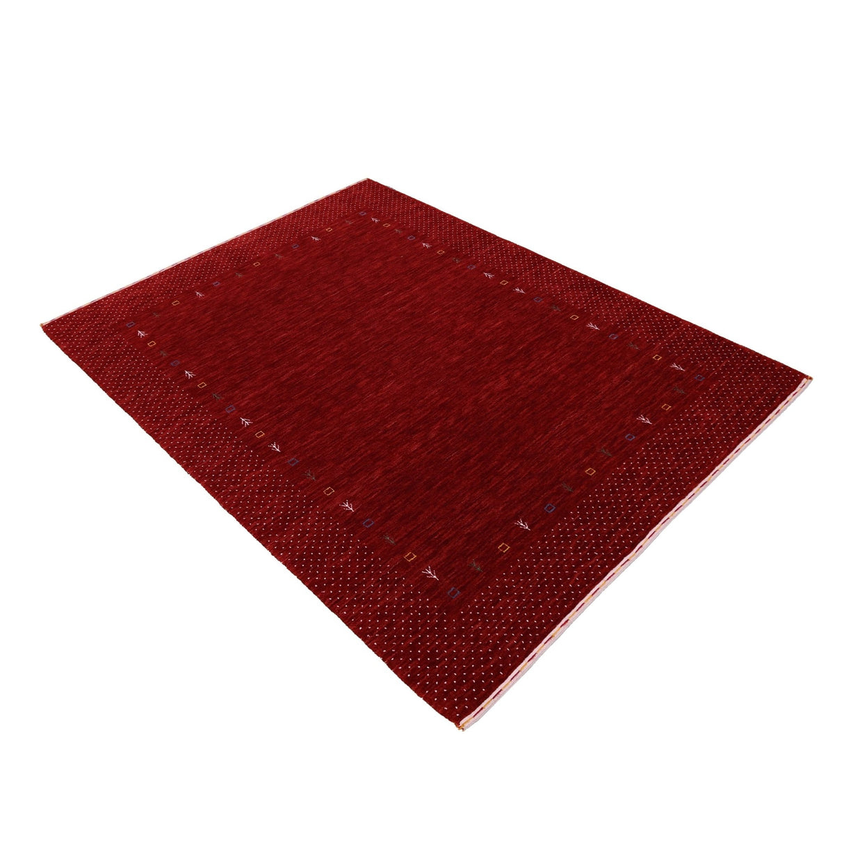 Red Gabbeh Border Design Hand Loomed Wool Area Rug