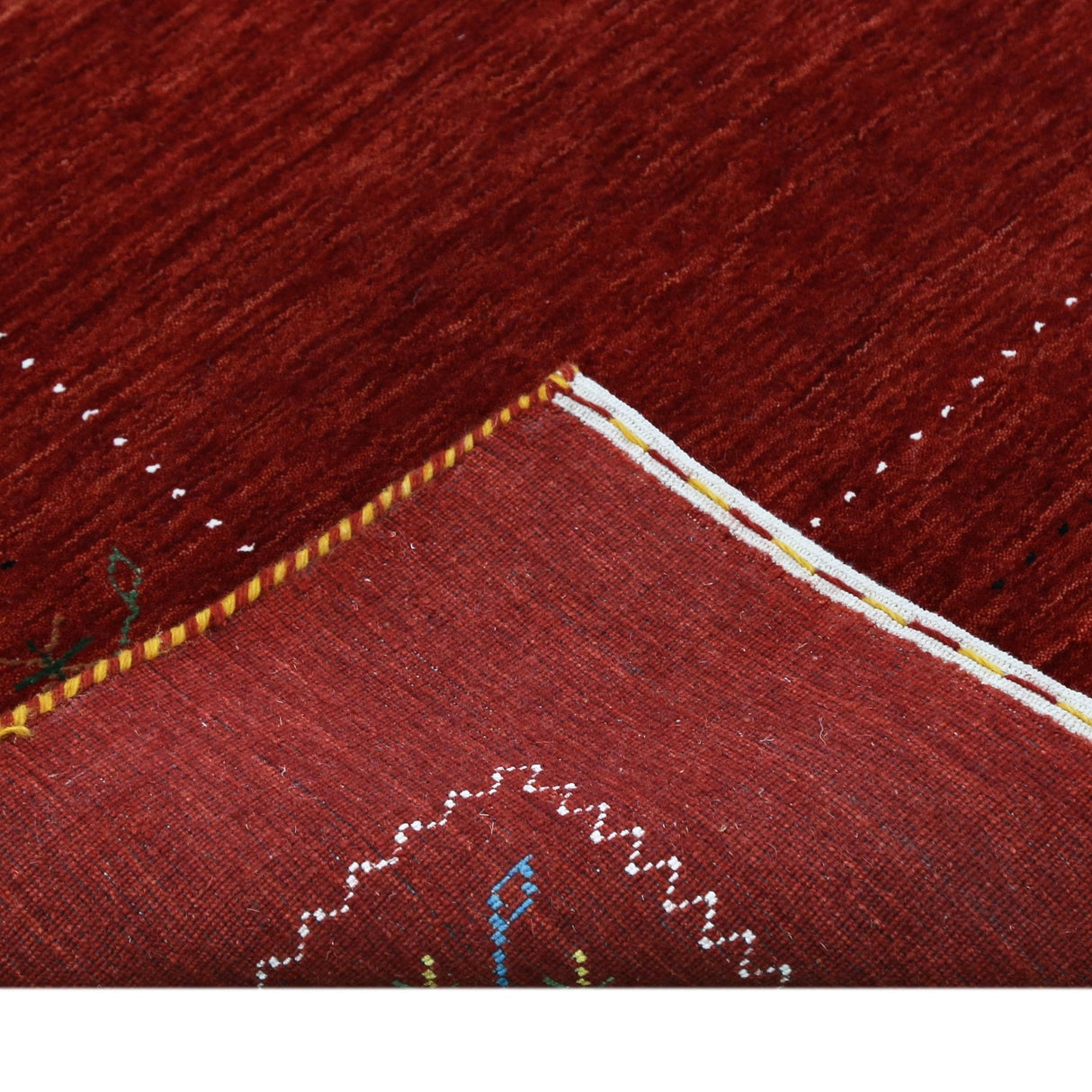 Red Gabbeh Border Design Hand Loomed Wool Area Rug