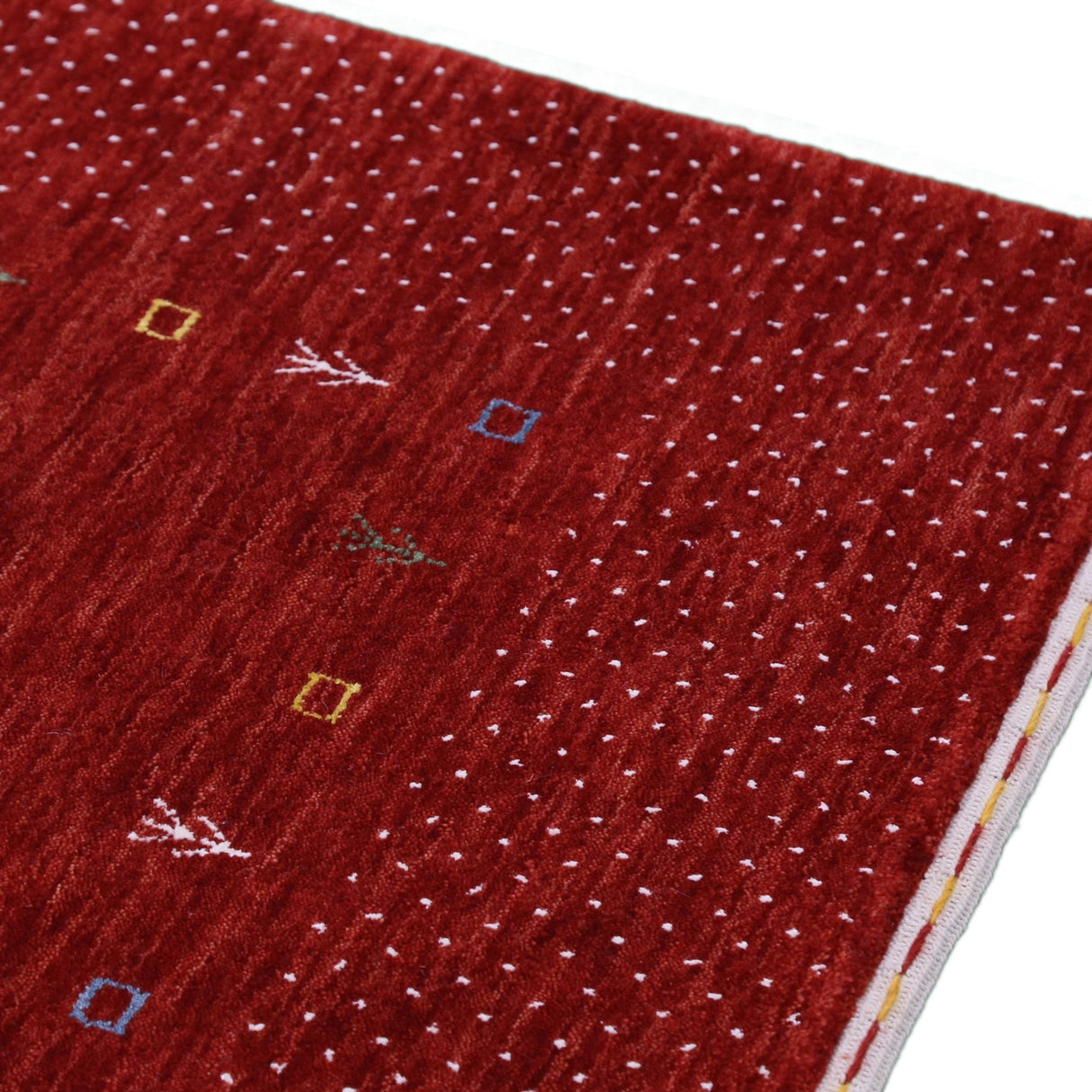 Red Gabbeh Border Design Hand Loomed Wool Area Rug