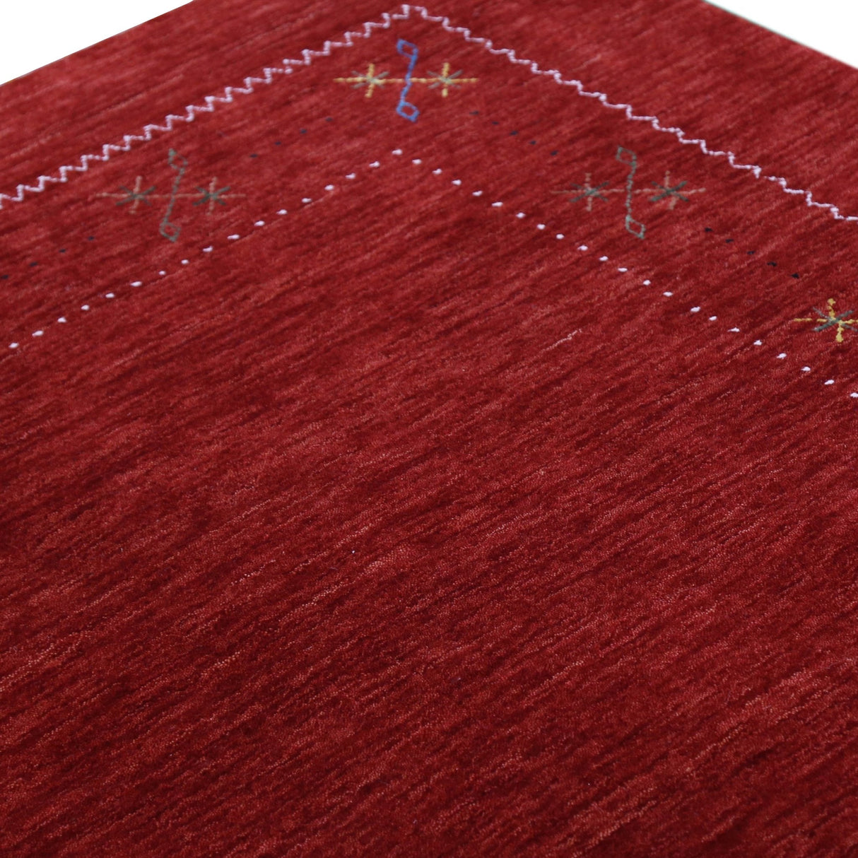 Red Gabbeh Border Design Hand Loomed Wool Area Rug
