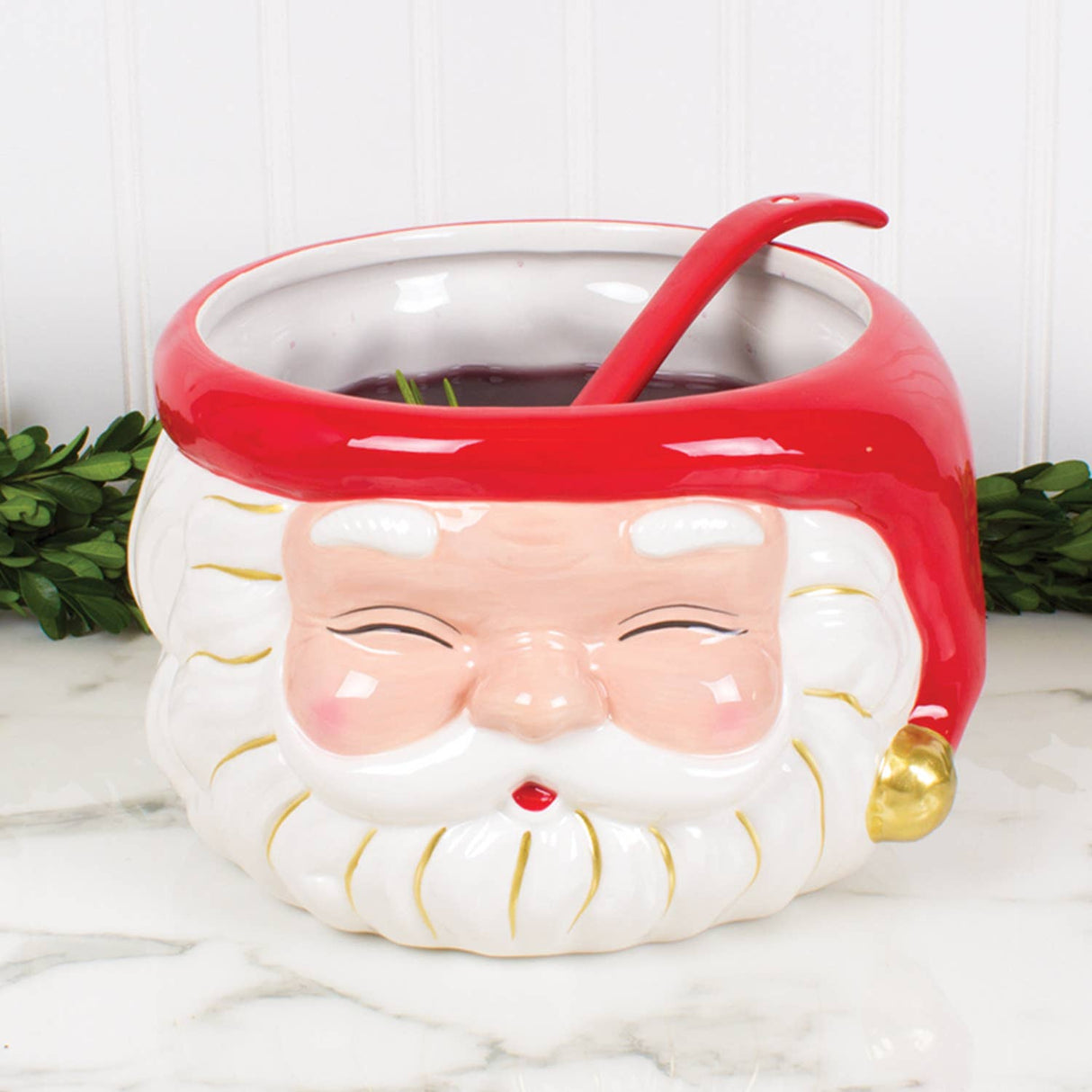 Red Santa Punch Bowl & Ladle-Punch Bowl-Parc Decor