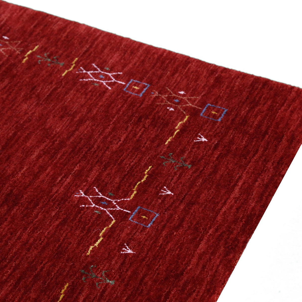 Red Tribal Border Design Hand Loomed Wool Area Rug