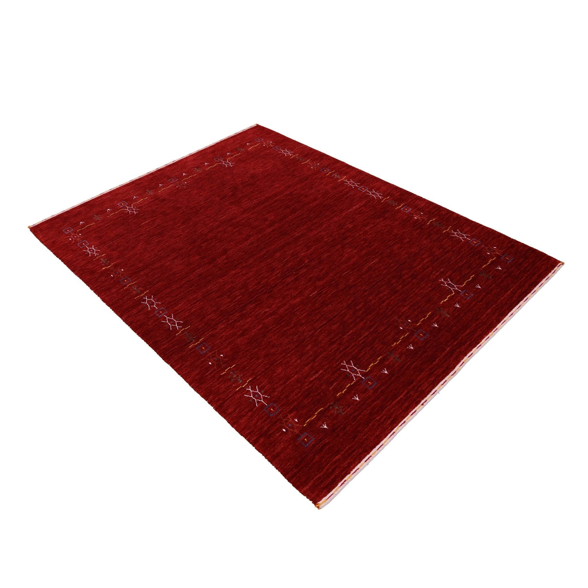 Red Tribal Border Design Hand Loomed Wool Area Rug