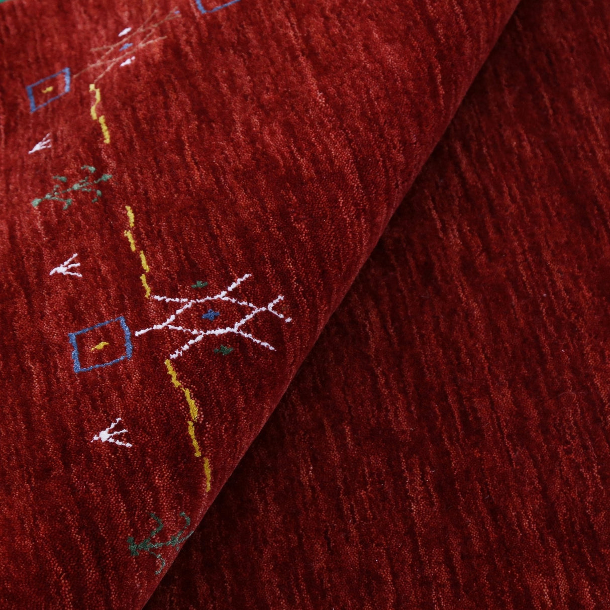 Red Tribal Border Design Hand Loomed Wool Area Rug
