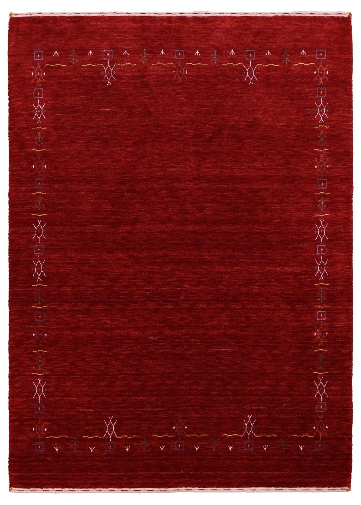 Red Tribal Border Design Hand Loomed Wool Area Rug