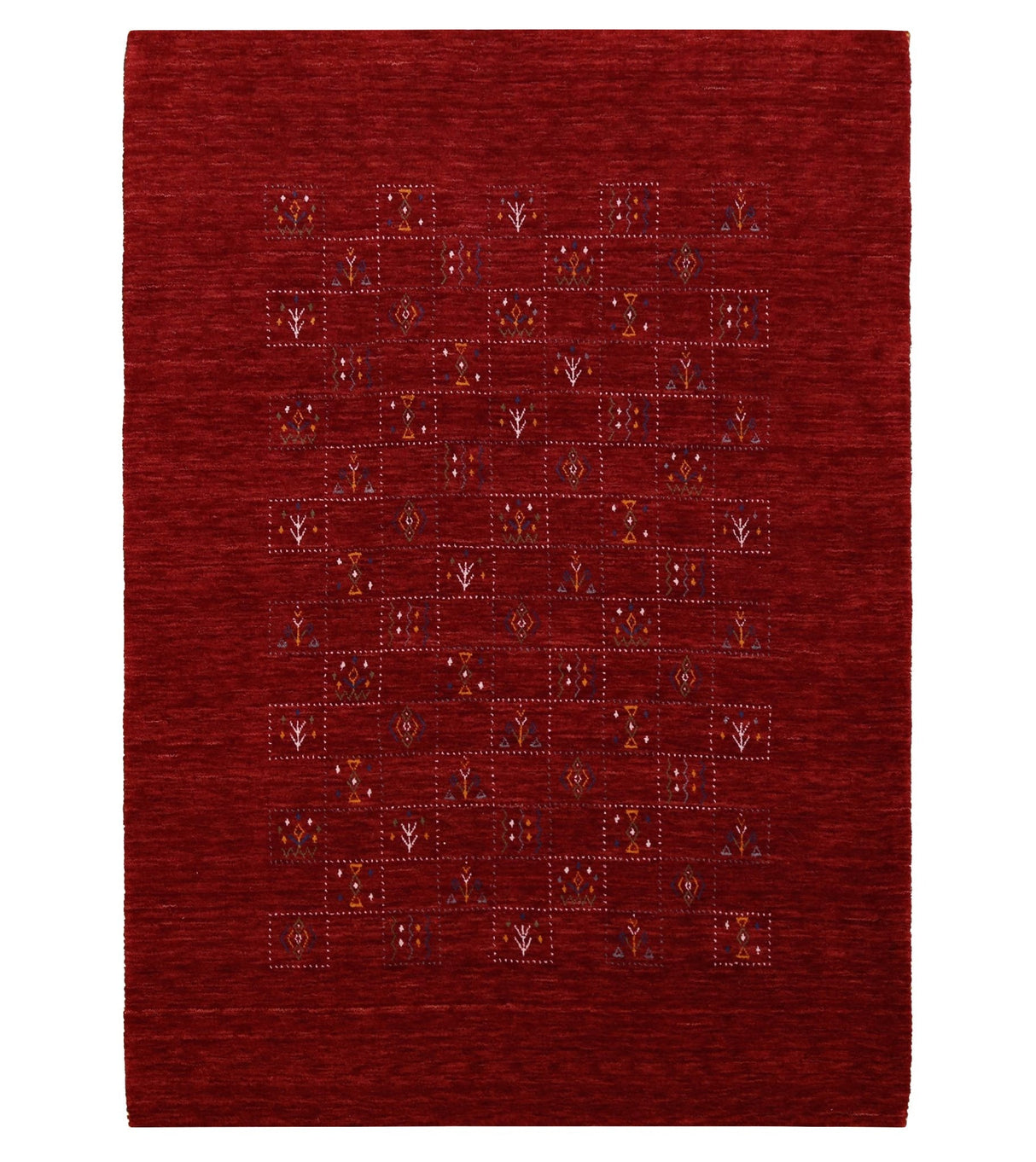 Red Tribal Geometrical Design Wool Area Rug