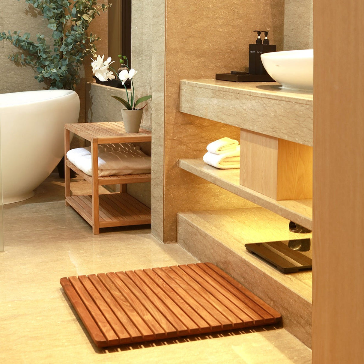 Redfish Oiled Teak Shower and Bath Mat 19.6″ x 19.6″