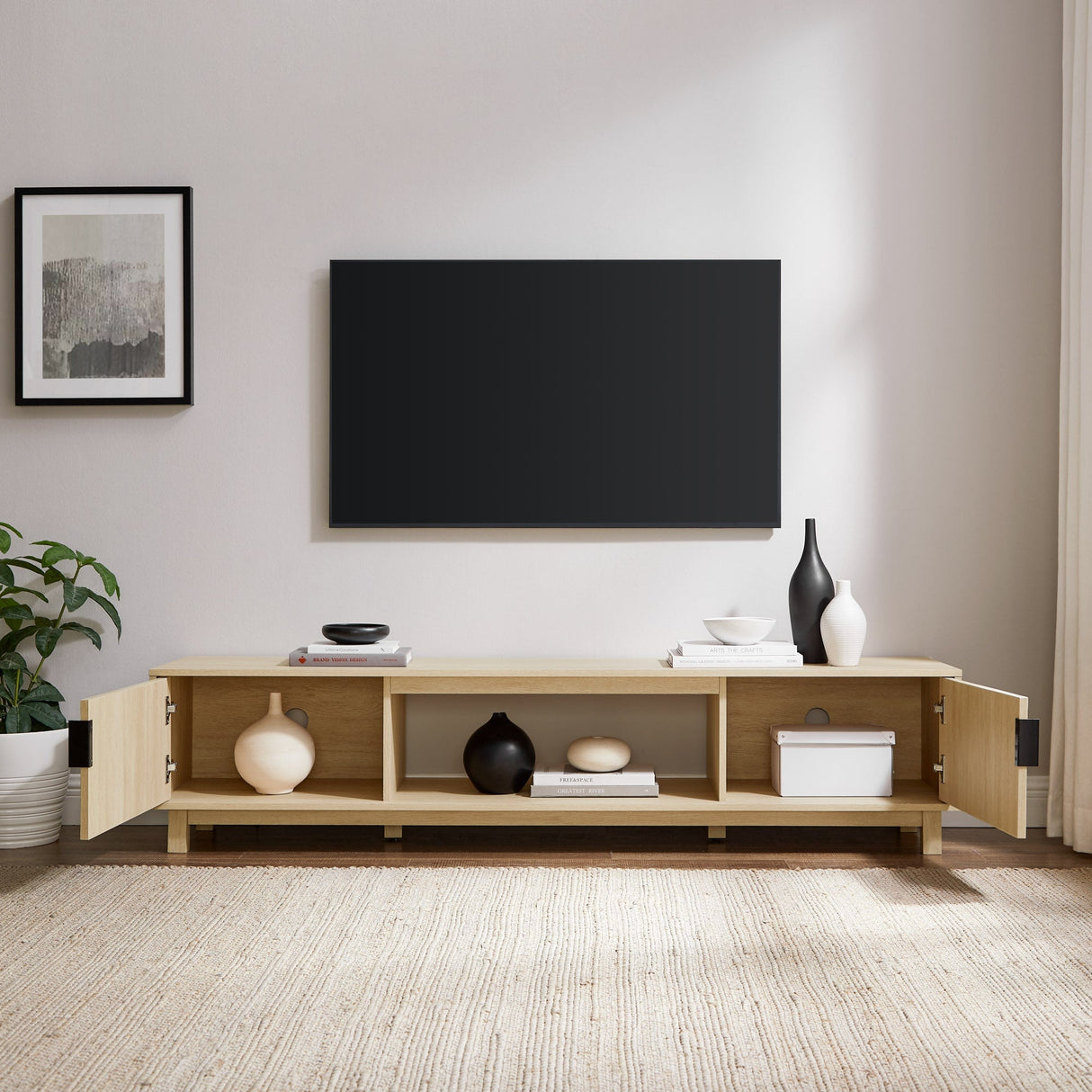 Reema Arundo Scandinavian Reeded TV Stand-Entertainment-Parc Decor