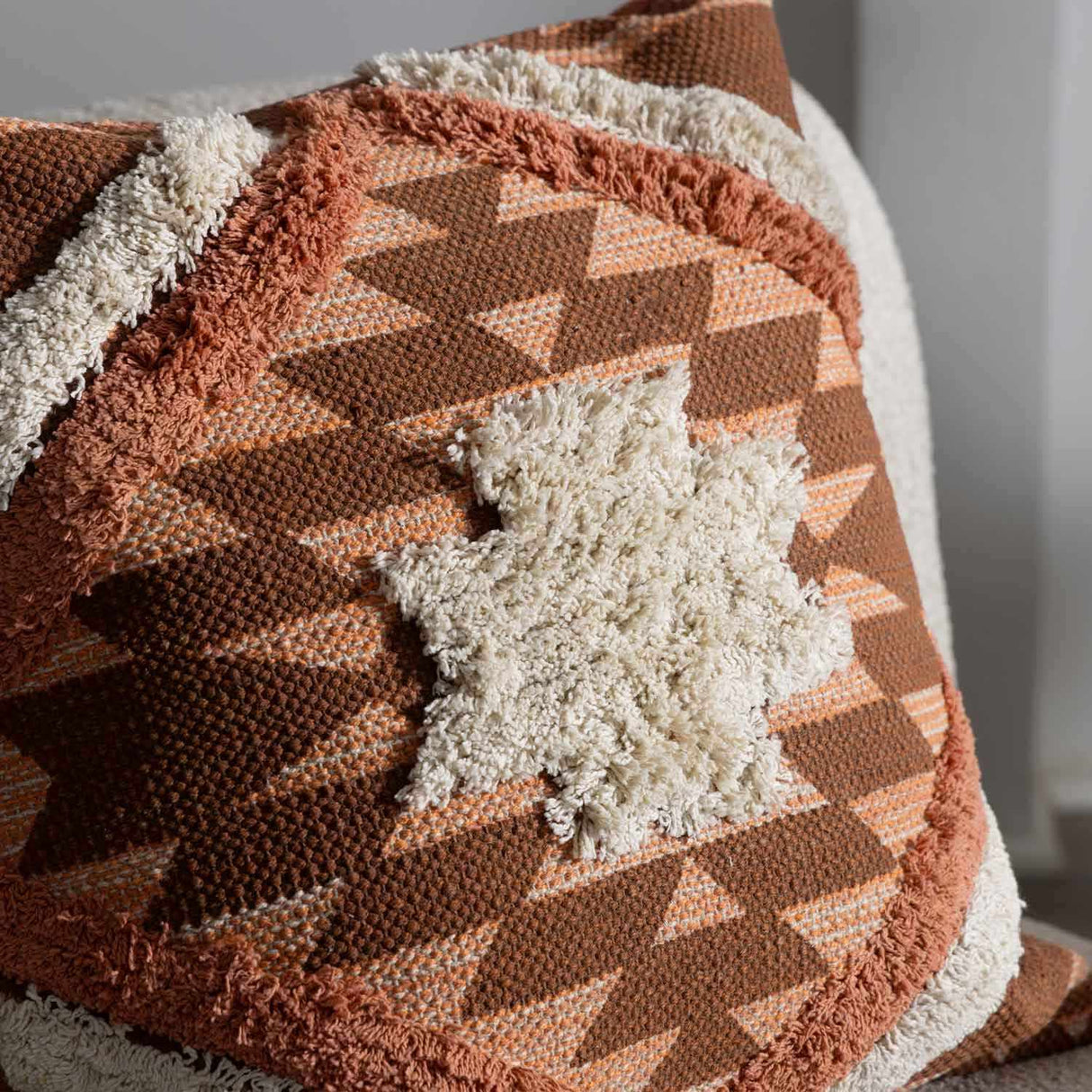 Reeves Orange Diamond Textured Throw Pillow-Throw Pillows-Parc Decor