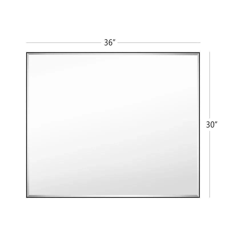 Reflections Sleek Modern Black Aluminum Framed Beveled Wall Mirror-镜子-Parc Decor