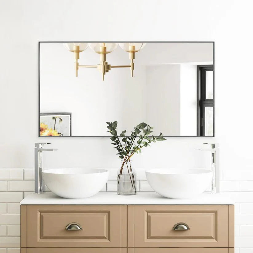 Reflections Sleek Modern Black Aluminum Framed Wall Mirror-镜子-Parc Decor