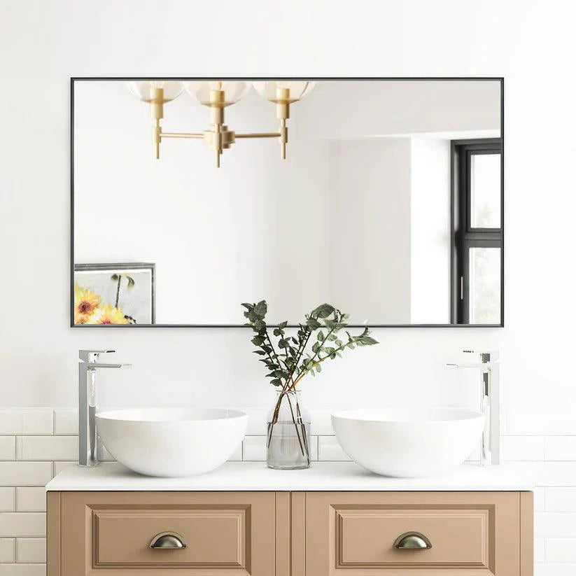 Reflections Sleek Modern Black Aluminum Framed Wall Mirror-镜子-Parc Decor