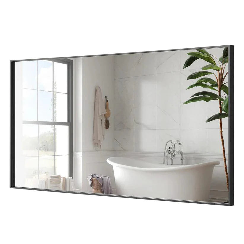 Reflections Sleek Modern Black Aluminum Framed Wall Mirror-镜子-Parc Decor