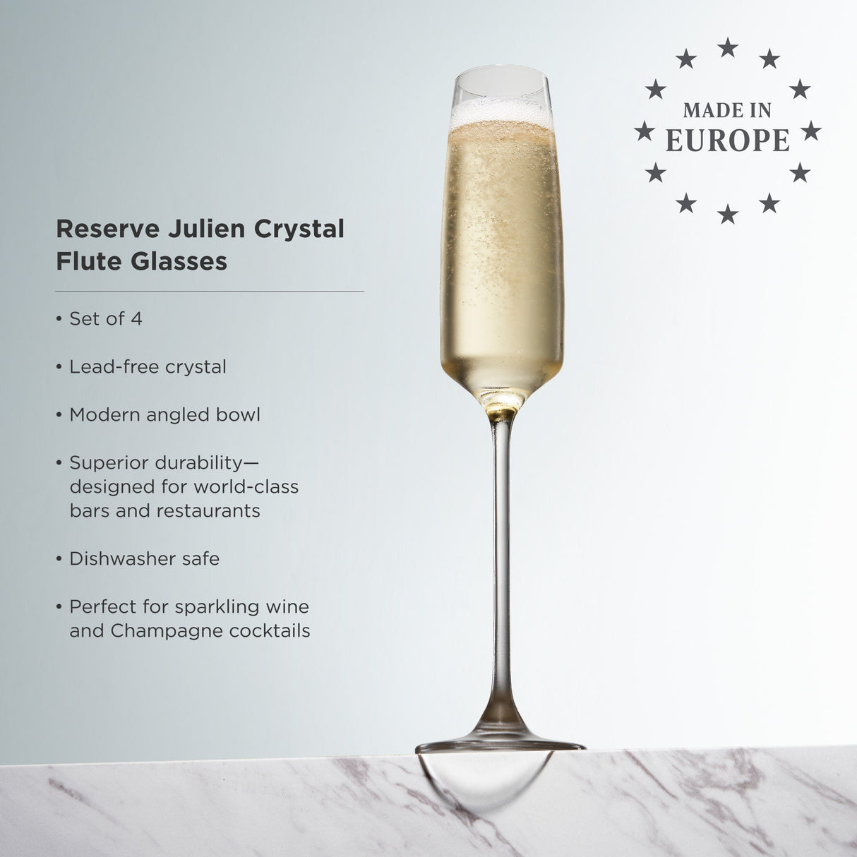 Reserve Julien Crystal Flute Glasses Set of 4-product_type::stemmed_wine_glasses-Parc Decor