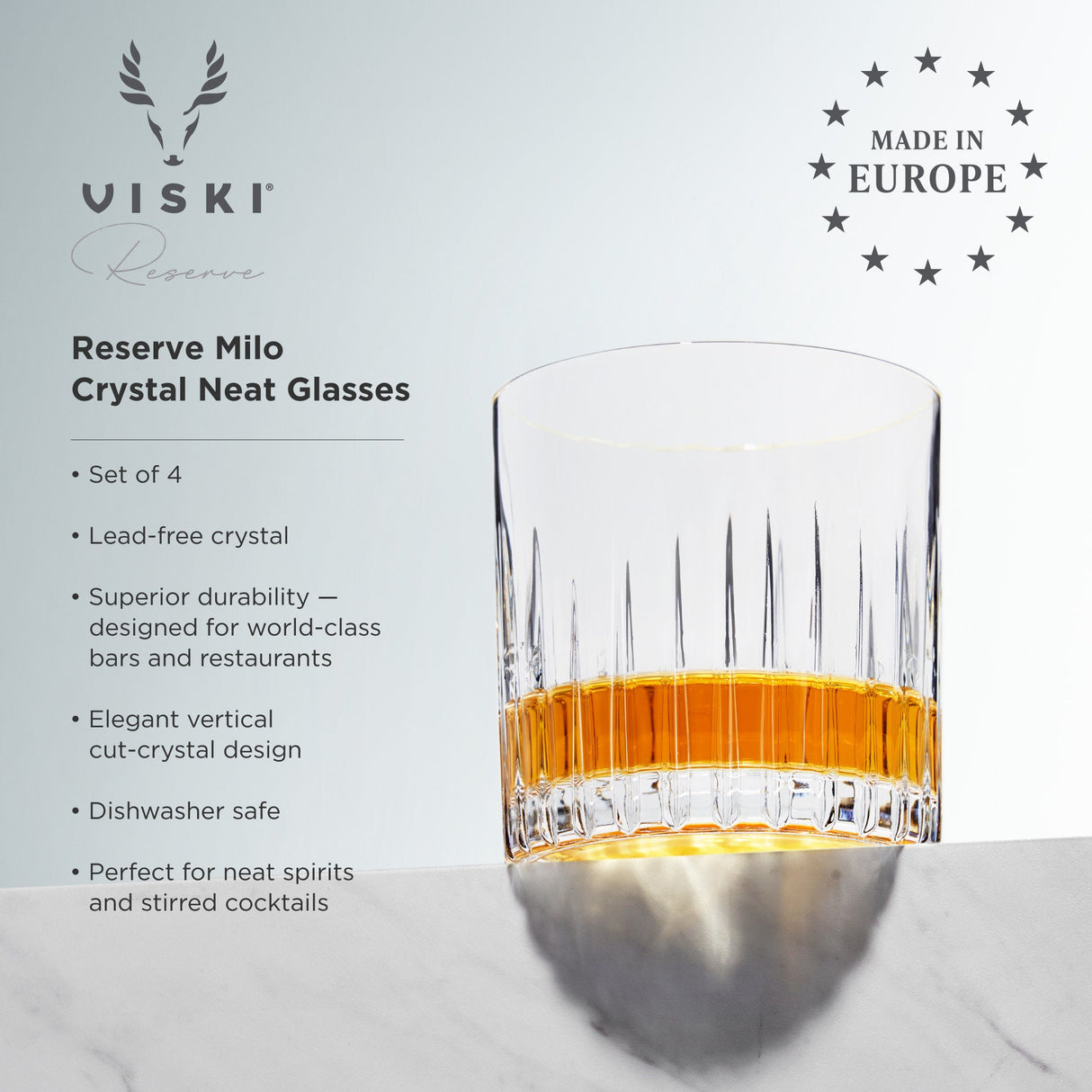 Reserve Milo Crystal Neat Glasses, Set of 4-product_type::stemless_cocktail_glasses-Parc Decor