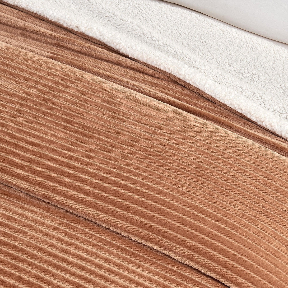 Ribbed Sherpa Throw Blanket - Corduroy Collection-Blankets-Parc Decor