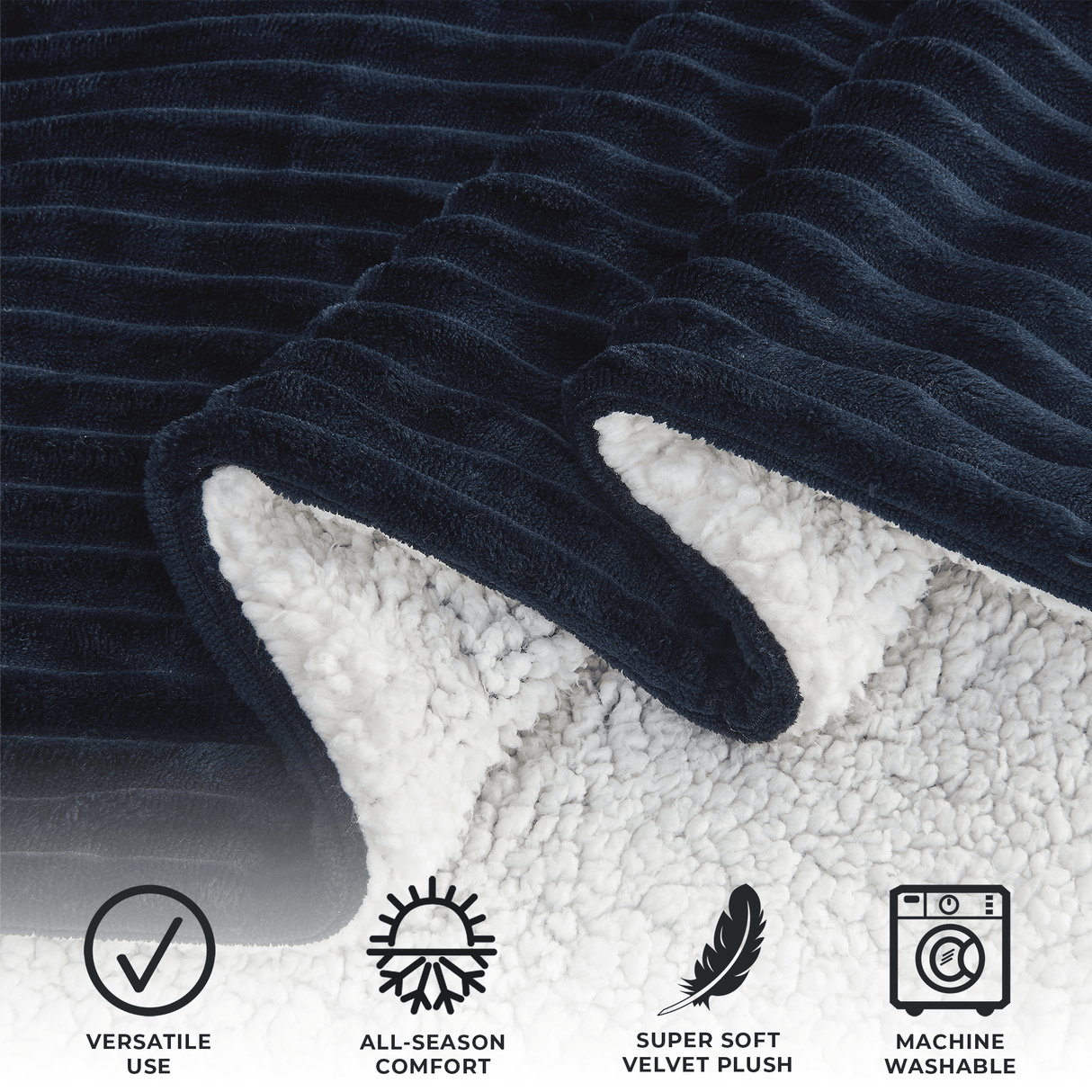 Ribbed Sherpa Throw Blanket - Corduroy Collection-Blankets-Parc Decor