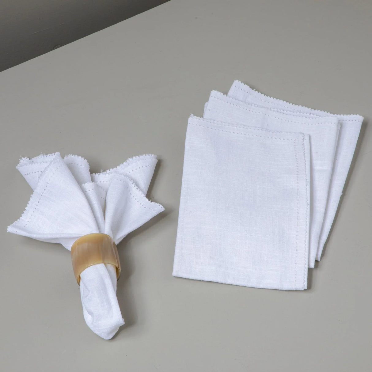 Riley Cloth Napkins, Set of 4, White-Linens and Accessories-Parc Decor