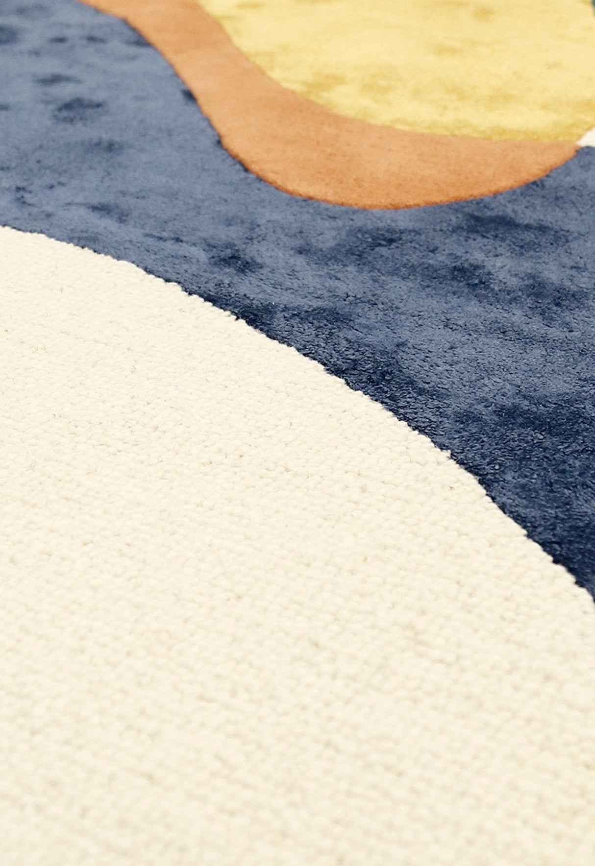 Riverstone Pattern Multicolor Hand Tufted 5x8 Wool Rug