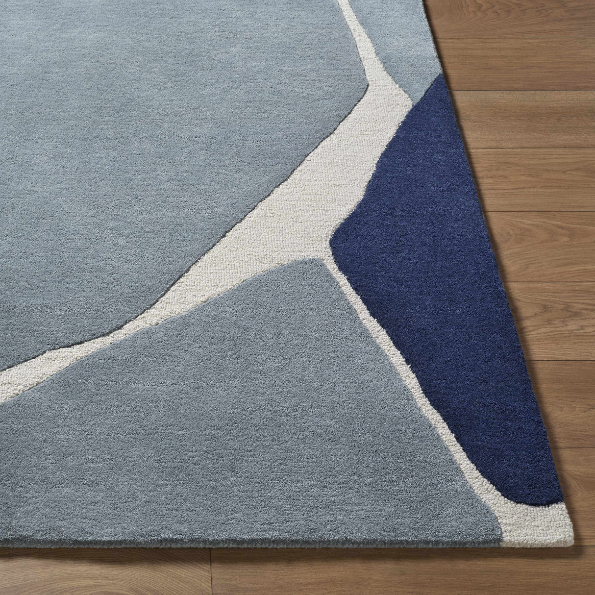 Robbins Modern Blue Wool Rug-Rugs-Parc Decor
