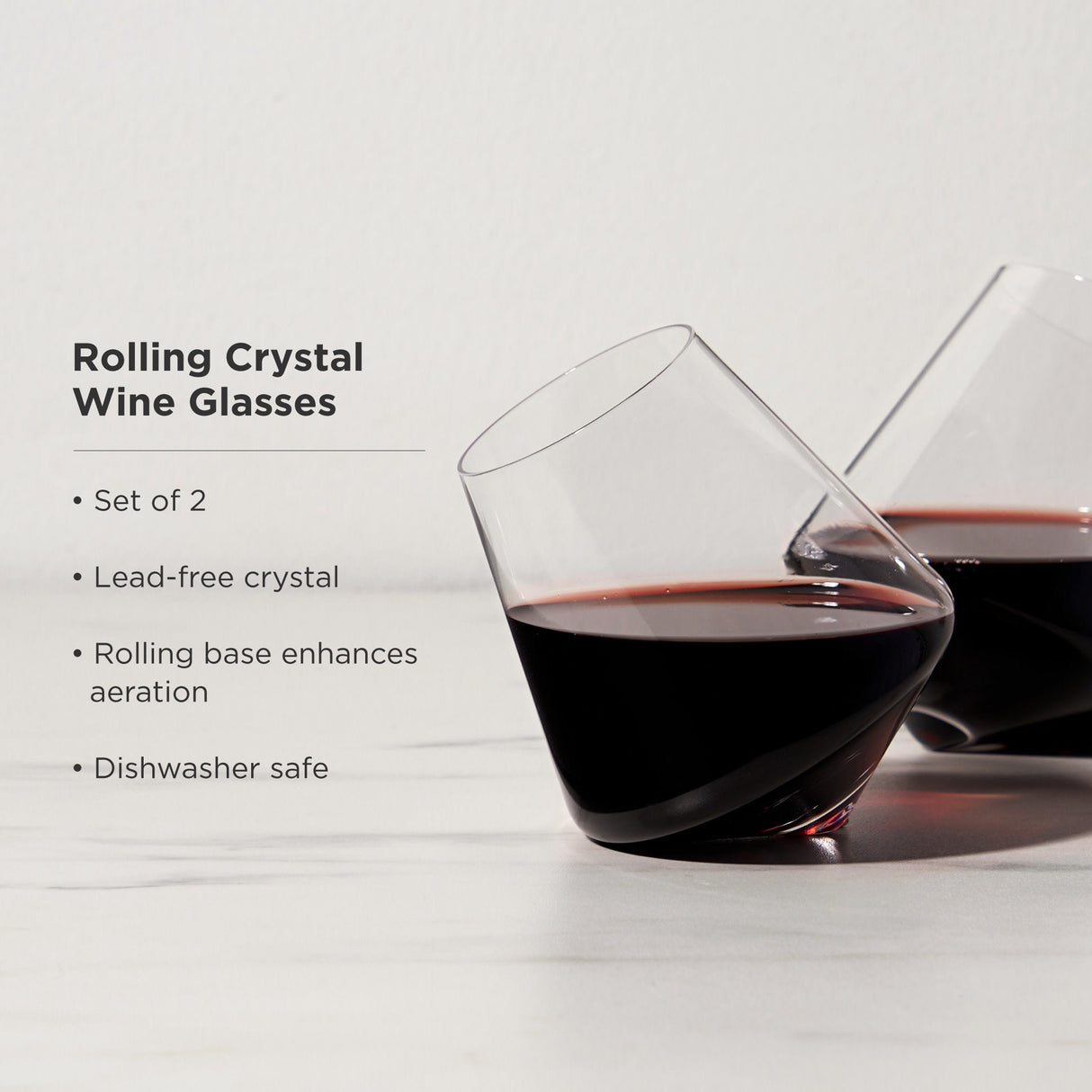 Rolling Crystal Wine Glasses Set of 2-product_type::stemless_wine_glasses-Parc Decor