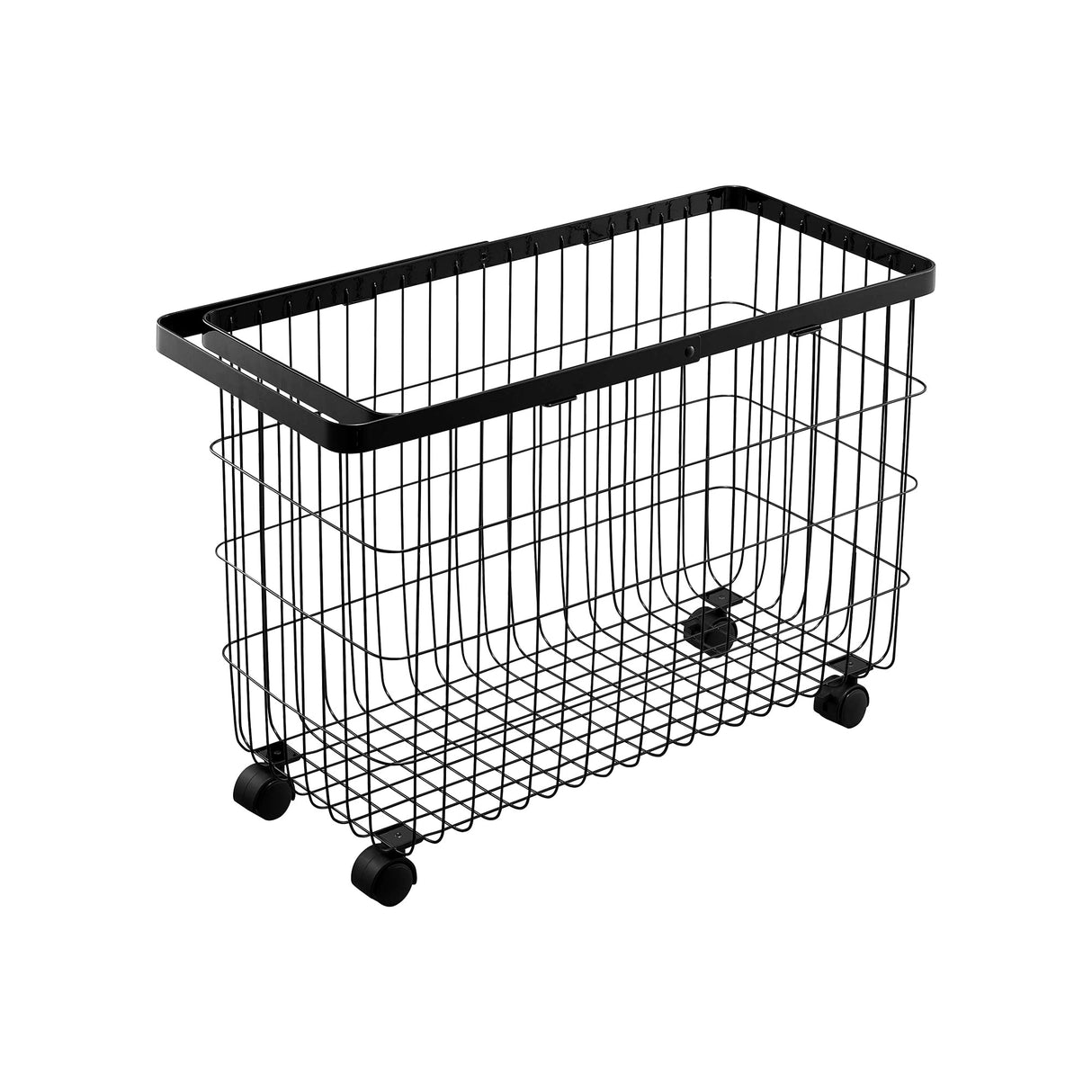 Rolling Wire Basket (14.8" H) - Steel-Laundry Basket-Parc Decor