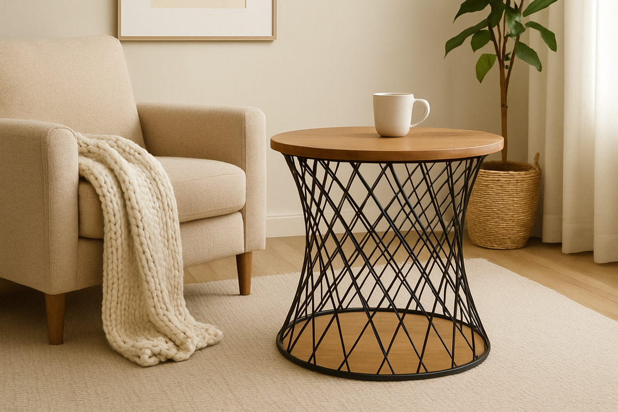 Roost End table in Solid Wood and Iron-End table-Parc Decor