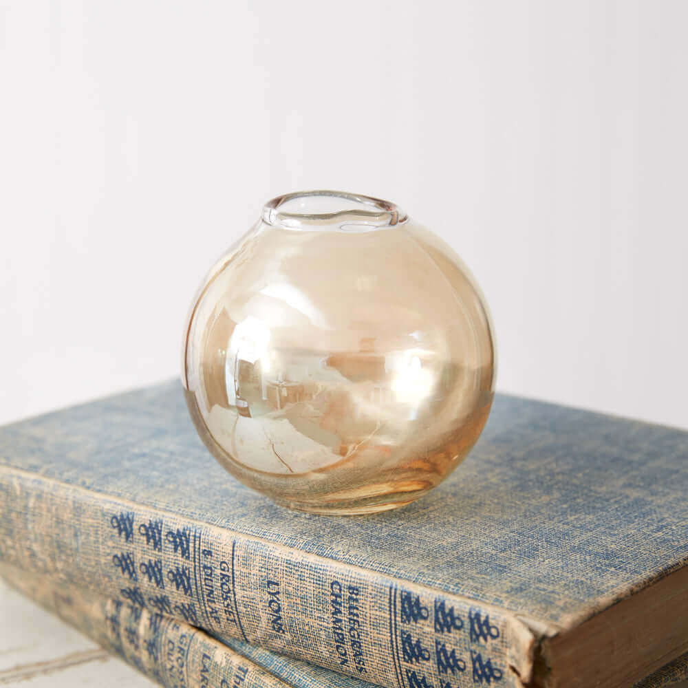 Round Handblown Glass Bud Vases (Set of 2)-Vase-Parc Decor