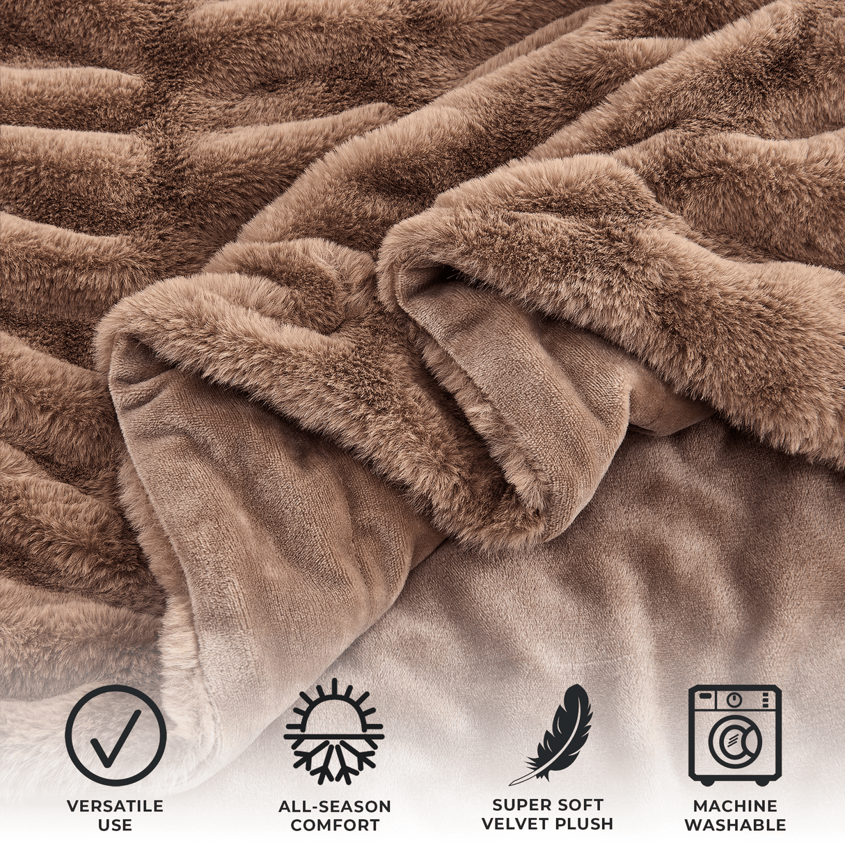 Ruched Faux Fur Throw Blanket - Alondra Collection-Blankets-Parc Decor
