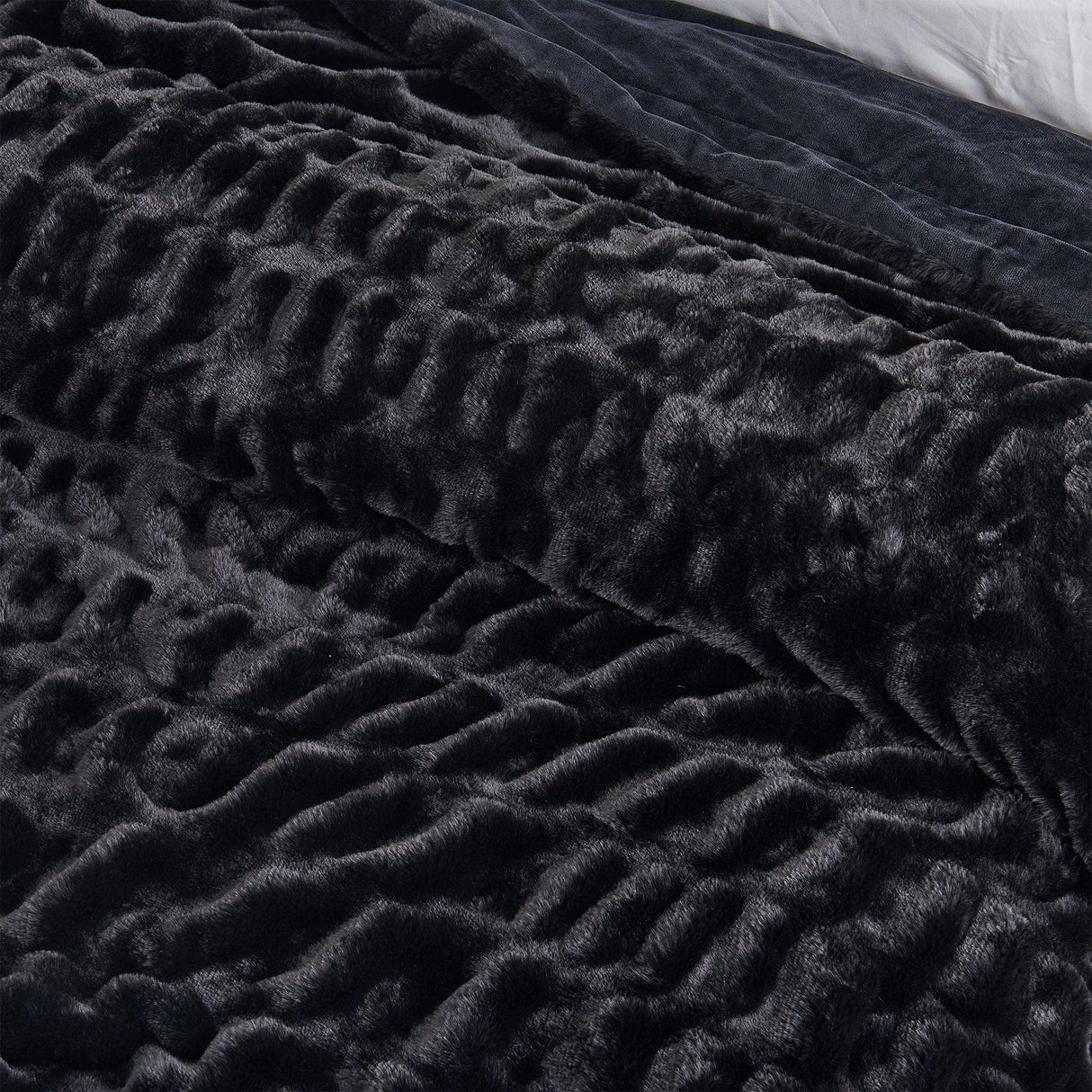 Ruched Faux Fur Throw Blanket - Alondra Collection-Blankets-Parc Decor