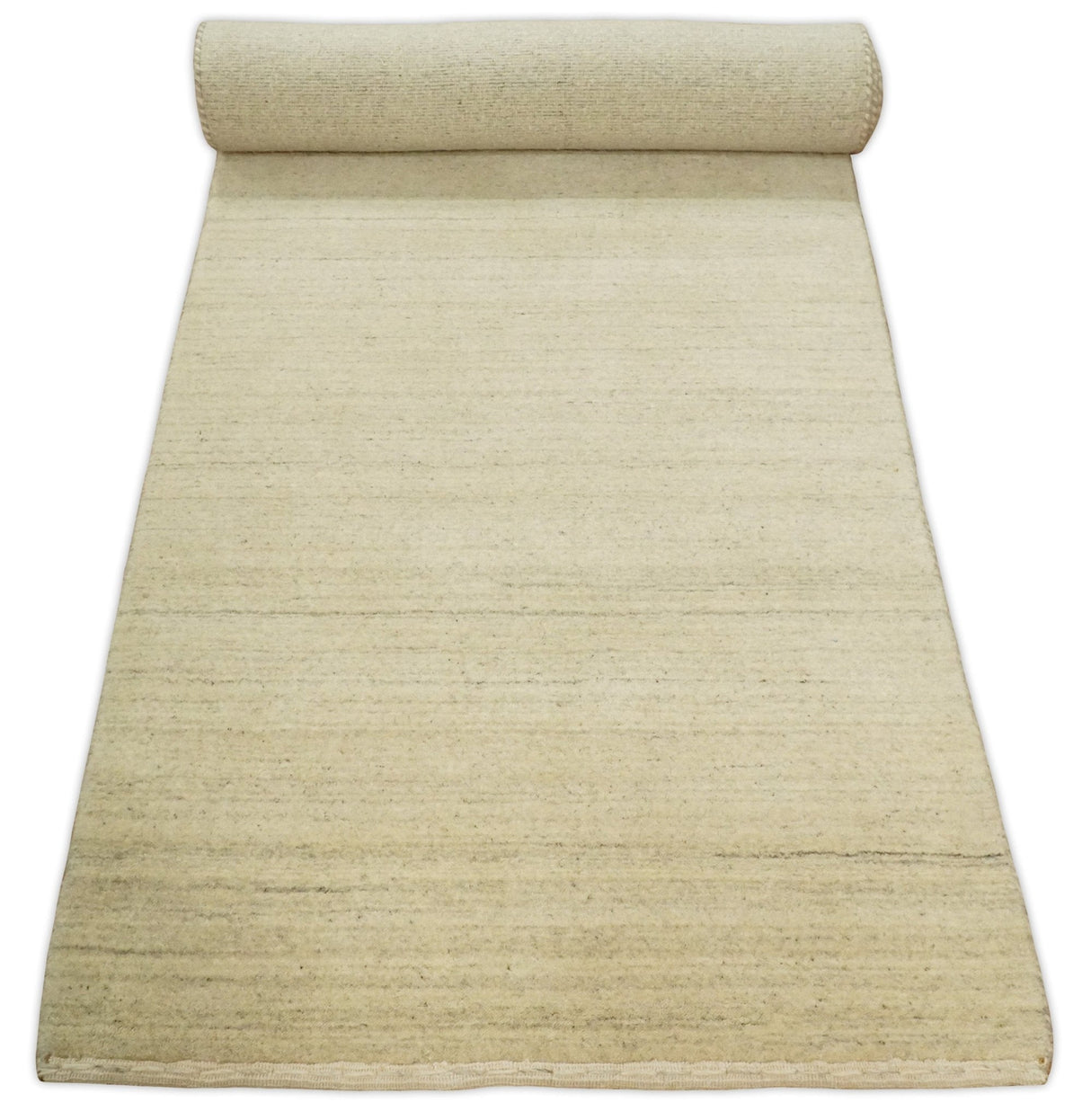 Runner Solid Beige Natural Farmhouse Wool Hand Woven Rug
